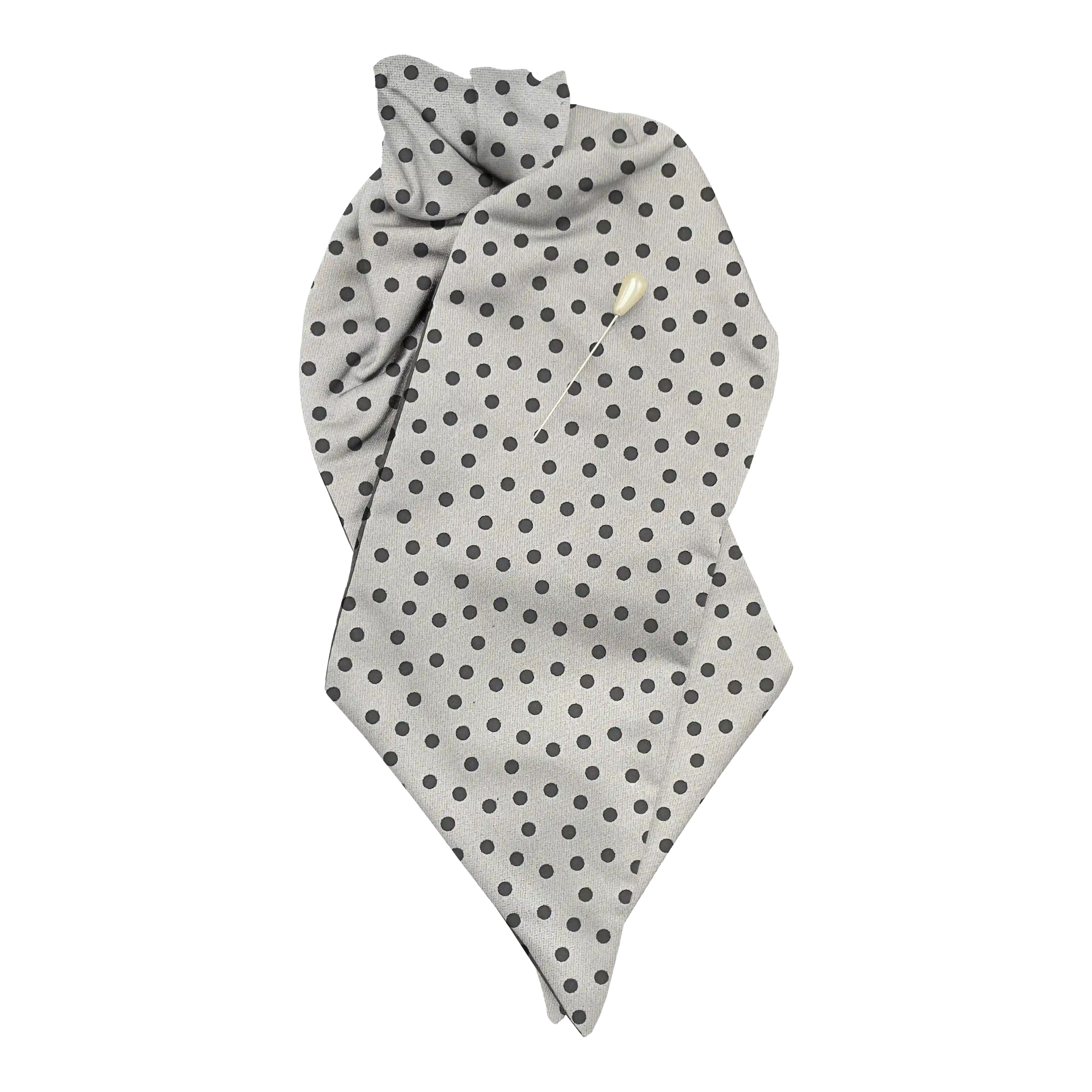 [PL-N-70-7170b] plastron from silk, fabric: randomly dotted in black on grey (7170b) (with pin)