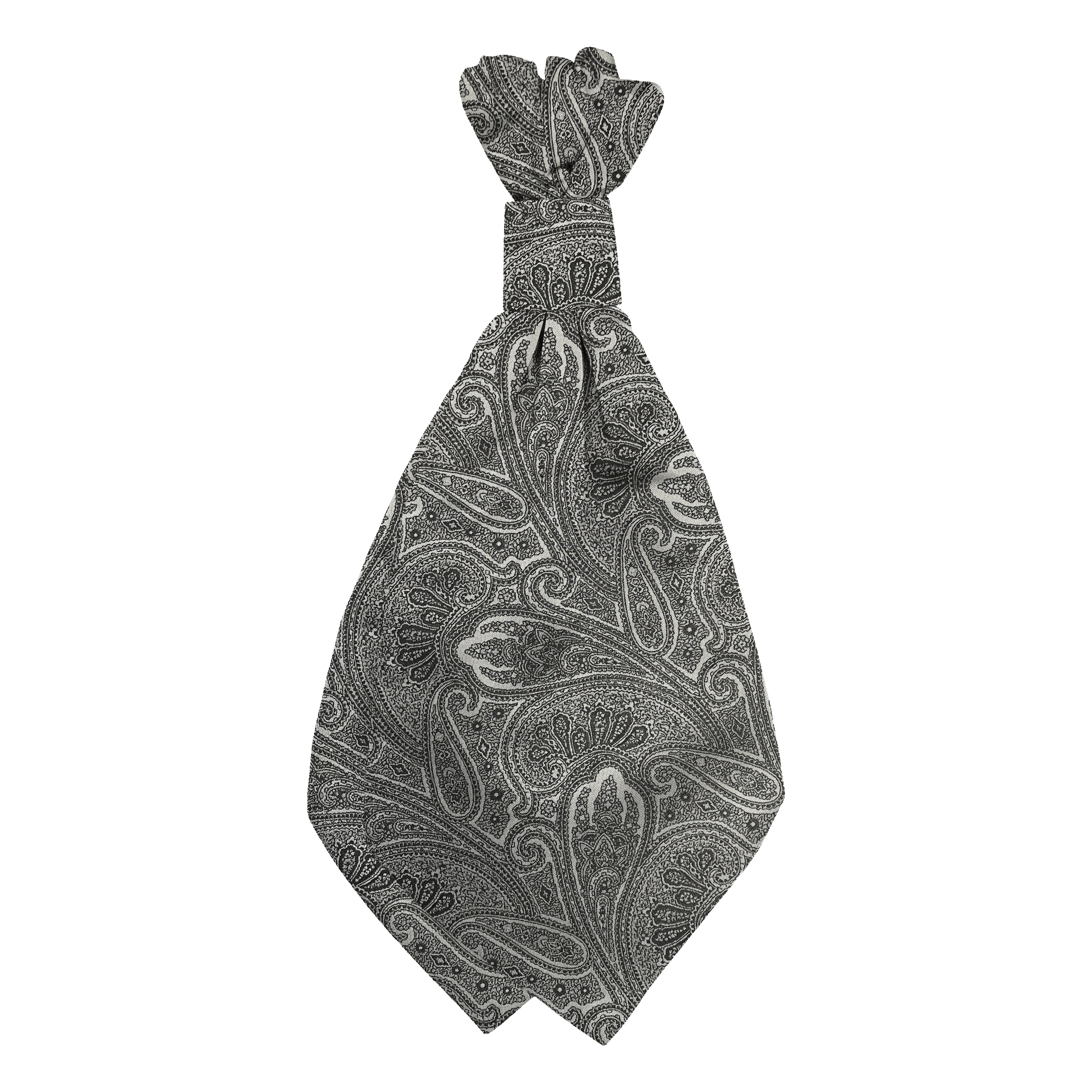 Plastronette mit geradem Knoten aus Seide, Stoff: Paisley in Graustufen (7291)