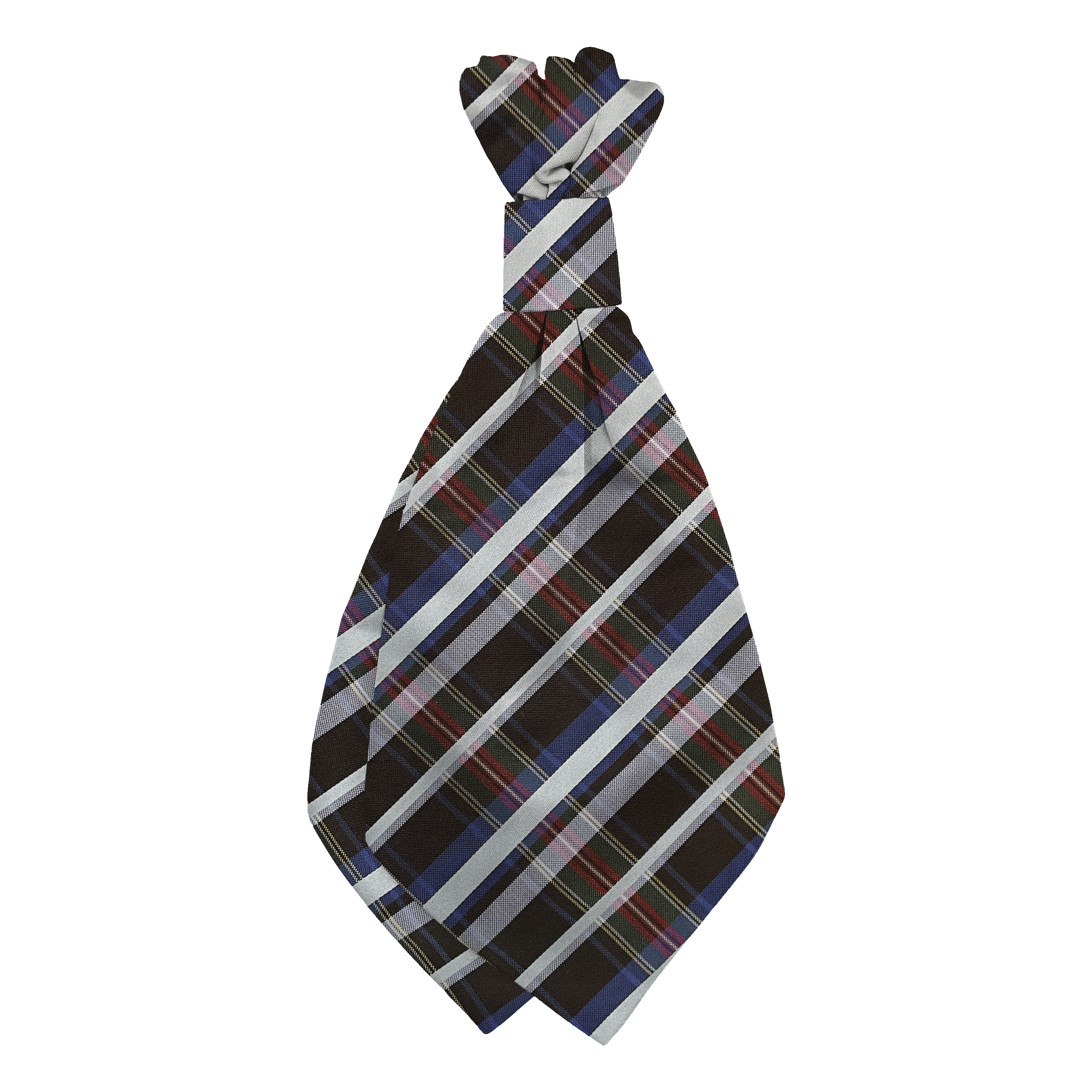 Plastronette mit geradem Knoten aus Seide, Stoff: blau, rot, grün und gelb kariert (7834)