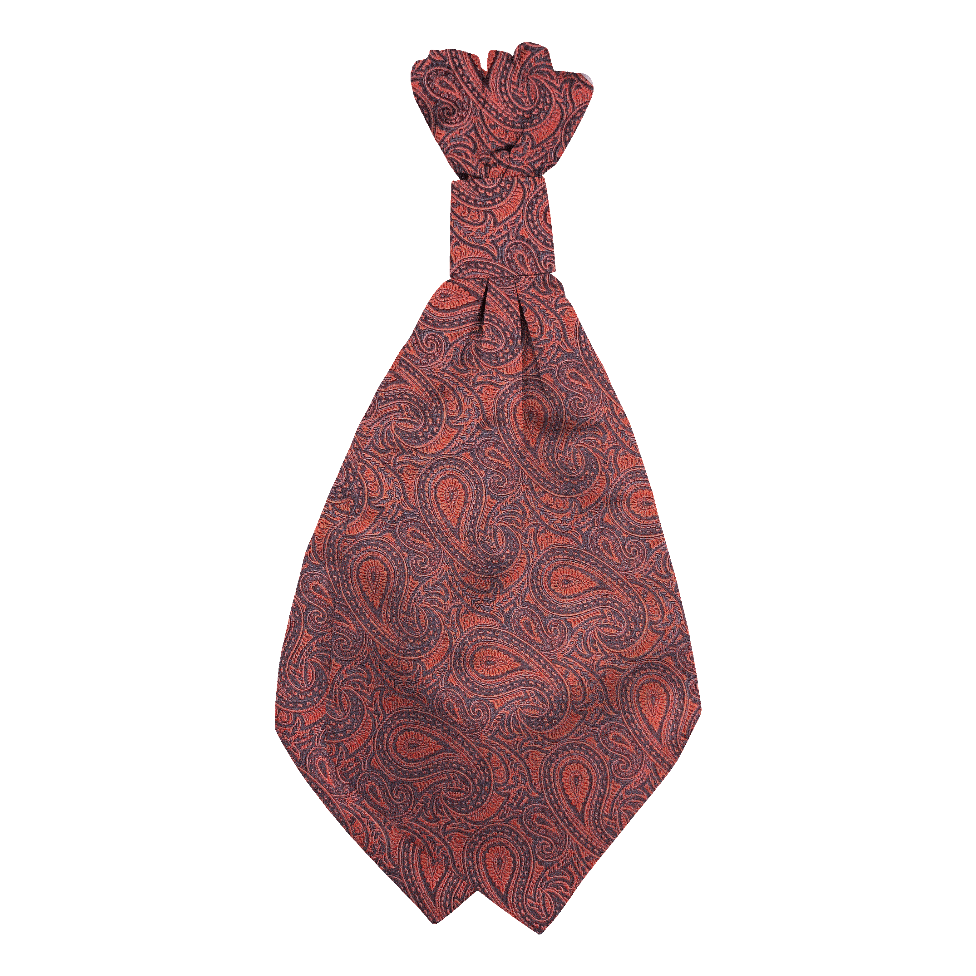 Plastronette mit geradem Knoten aus Seide, Stoff: dunkelblaues Paisley auf rot (7246)