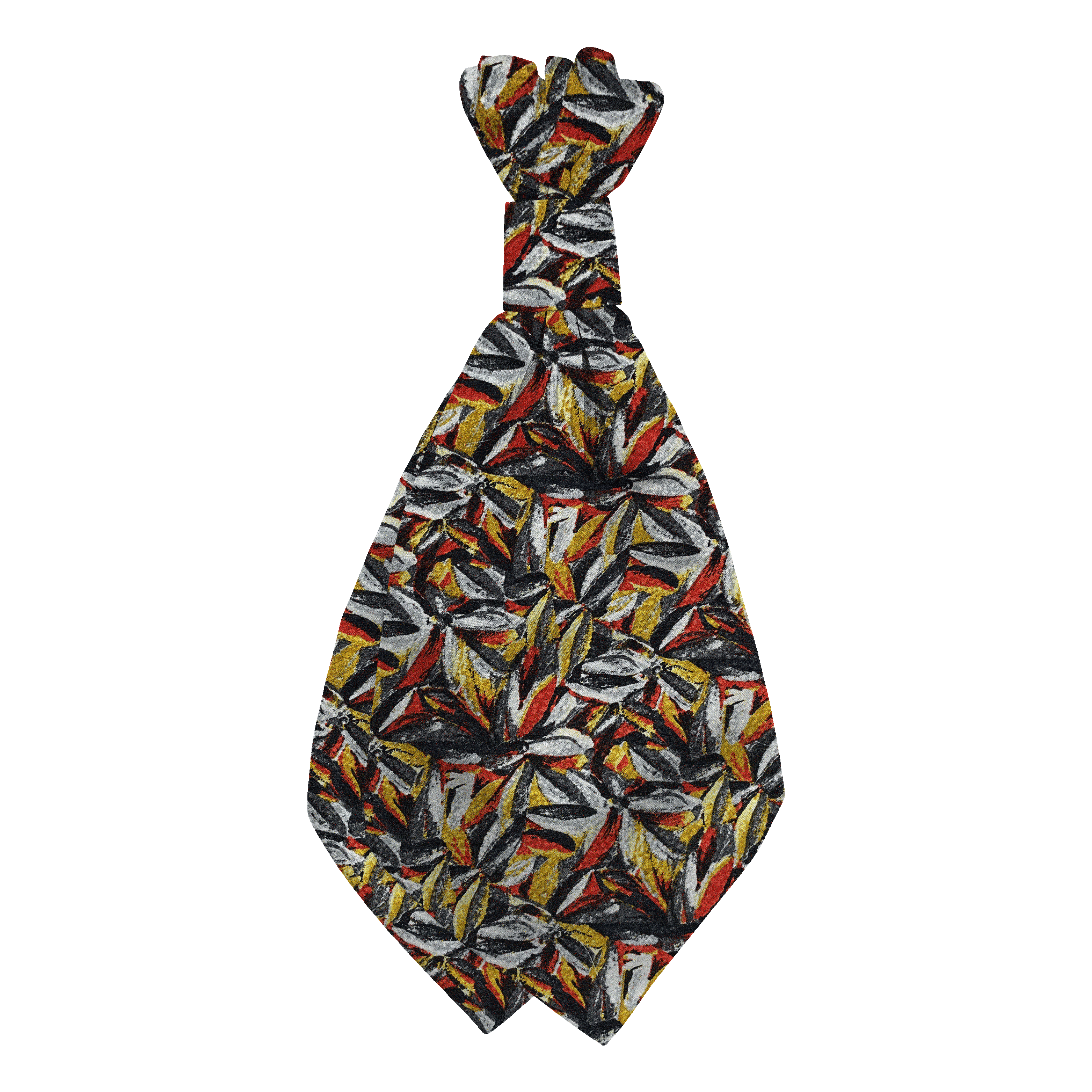 Plastronette mit geradem Knoten aus Seide, Stoff: floral gemustert in grün, lila und ocker (6093)