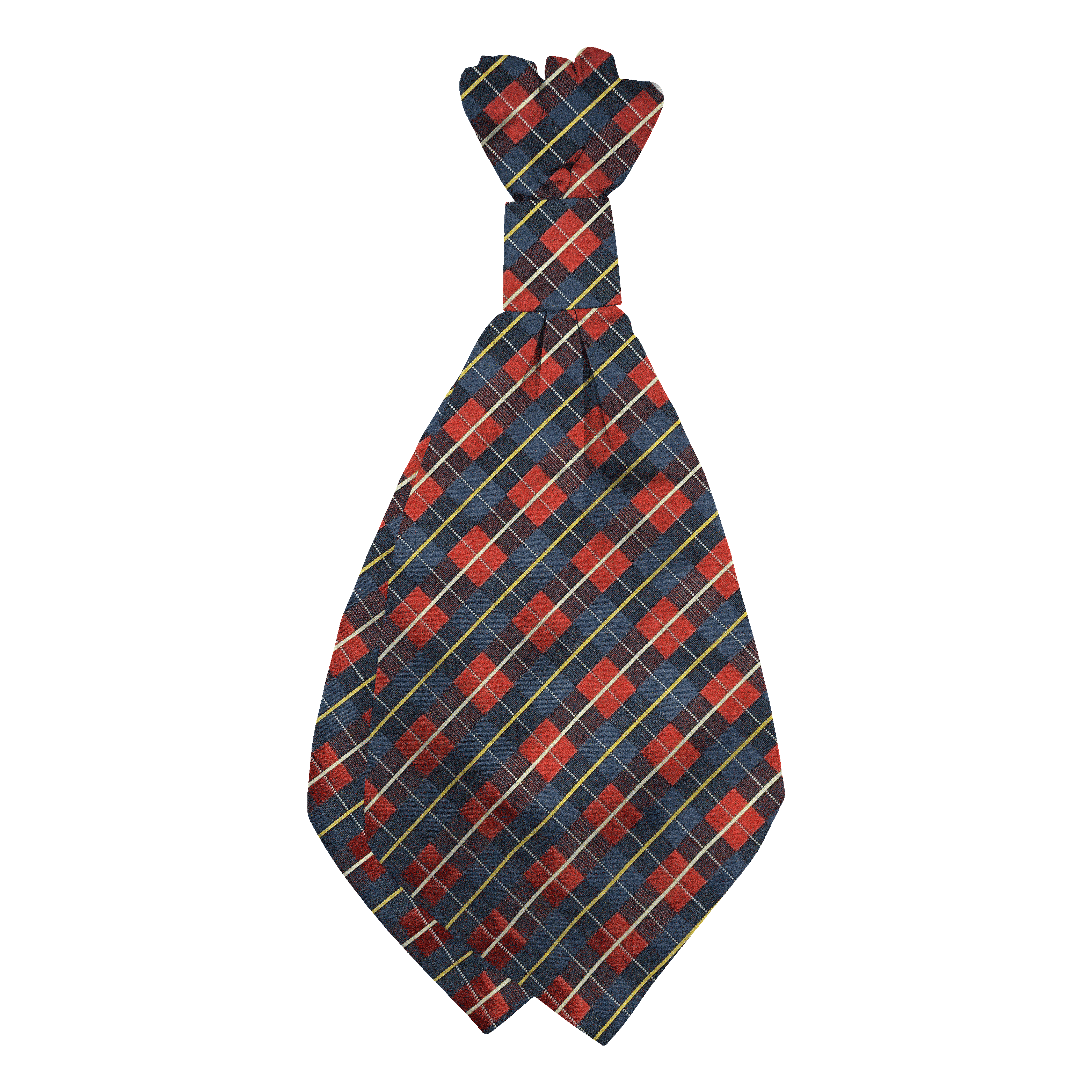 Plastronette mit geradem Knoten aus Seide, Stoff: geometrisch gemustert in dunkelblau und rot (7289)