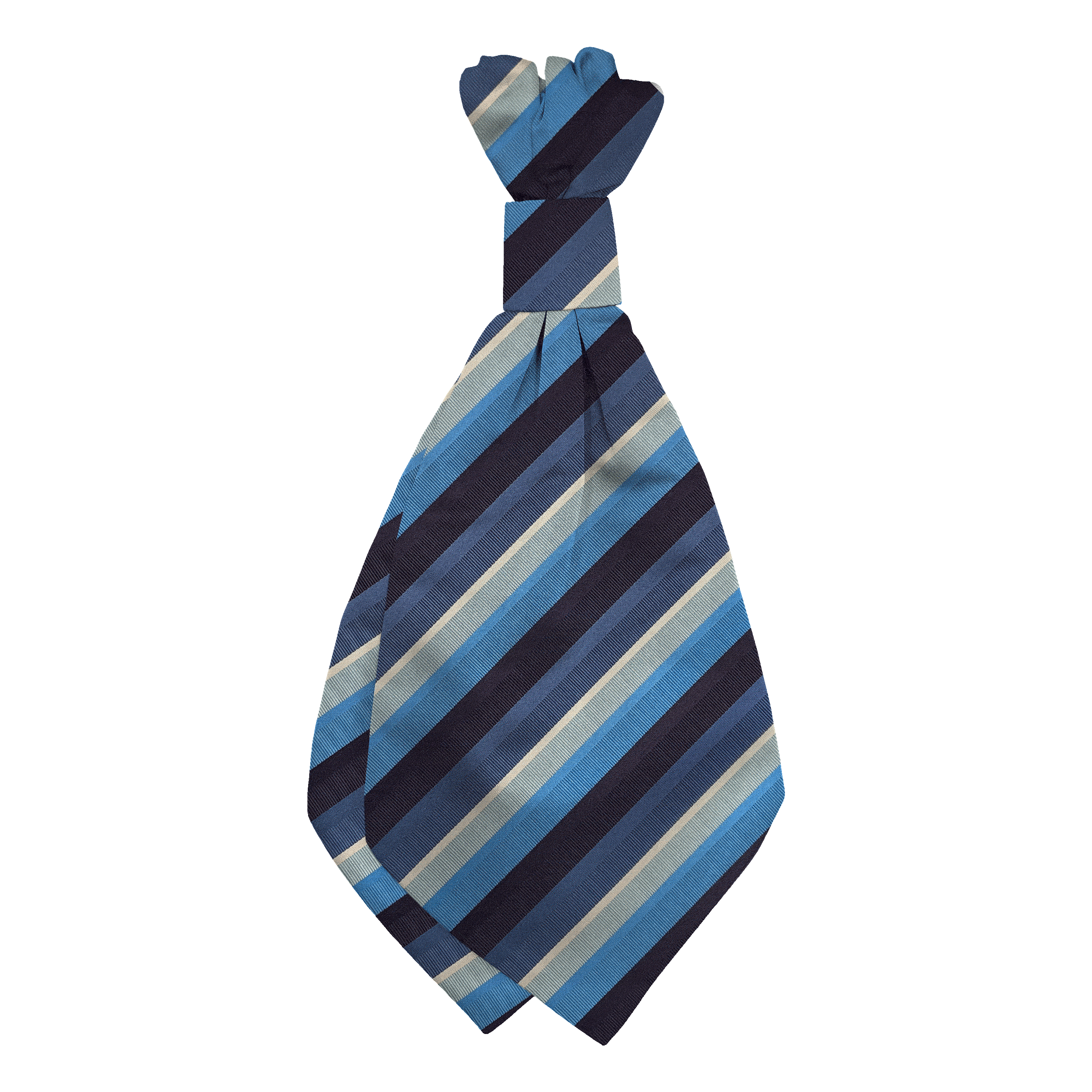 Plastronette mit geradem Knoten aus Seide, Stoff: gestreift in Blaustufen (7998)