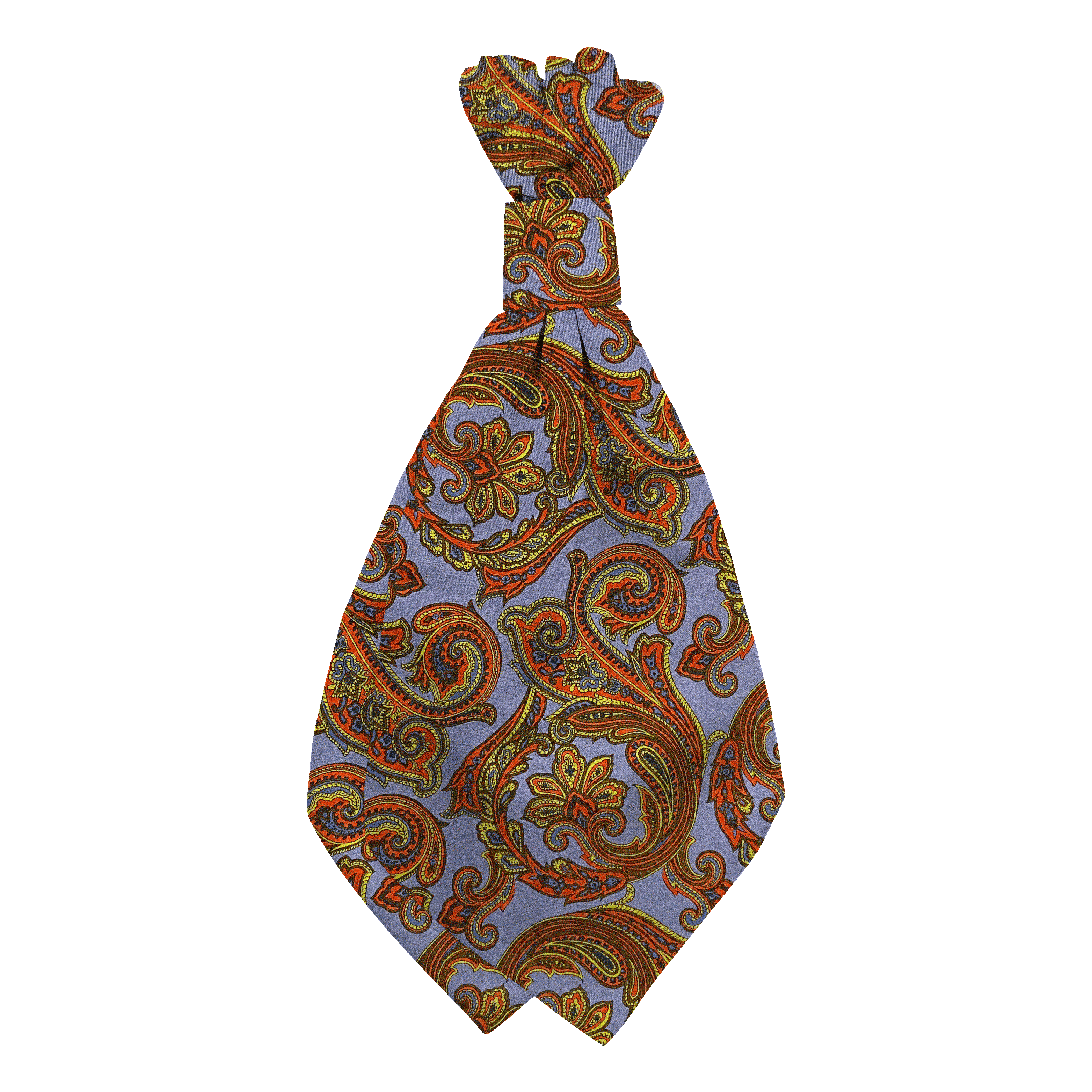 Plastronette mit geradem Knoten aus Seide, Stoff: großes mehrfarbiges Paisley auf blau (6754)