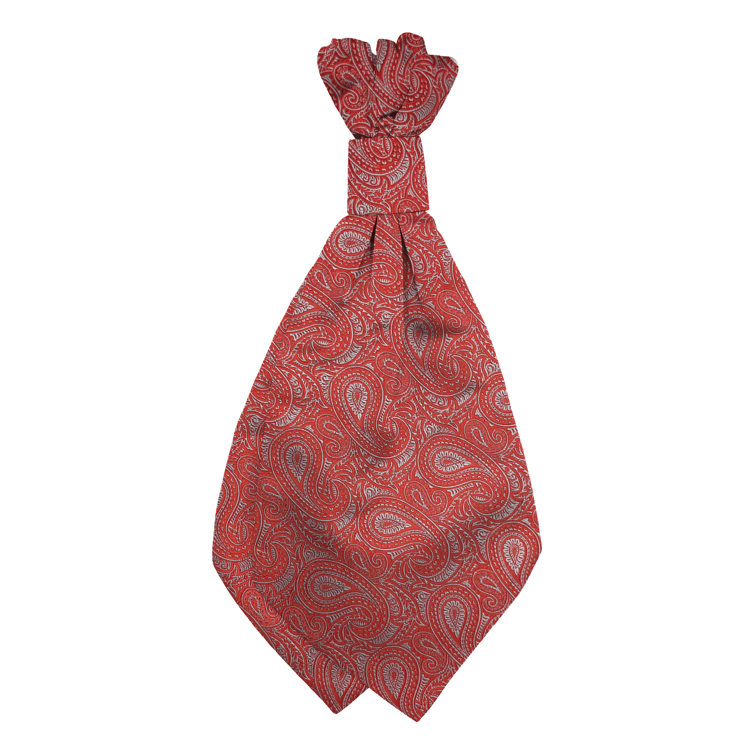Plastronette mit geradem Knoten aus Seide, Stoff: hellblaues Paisley auf rot (7244)