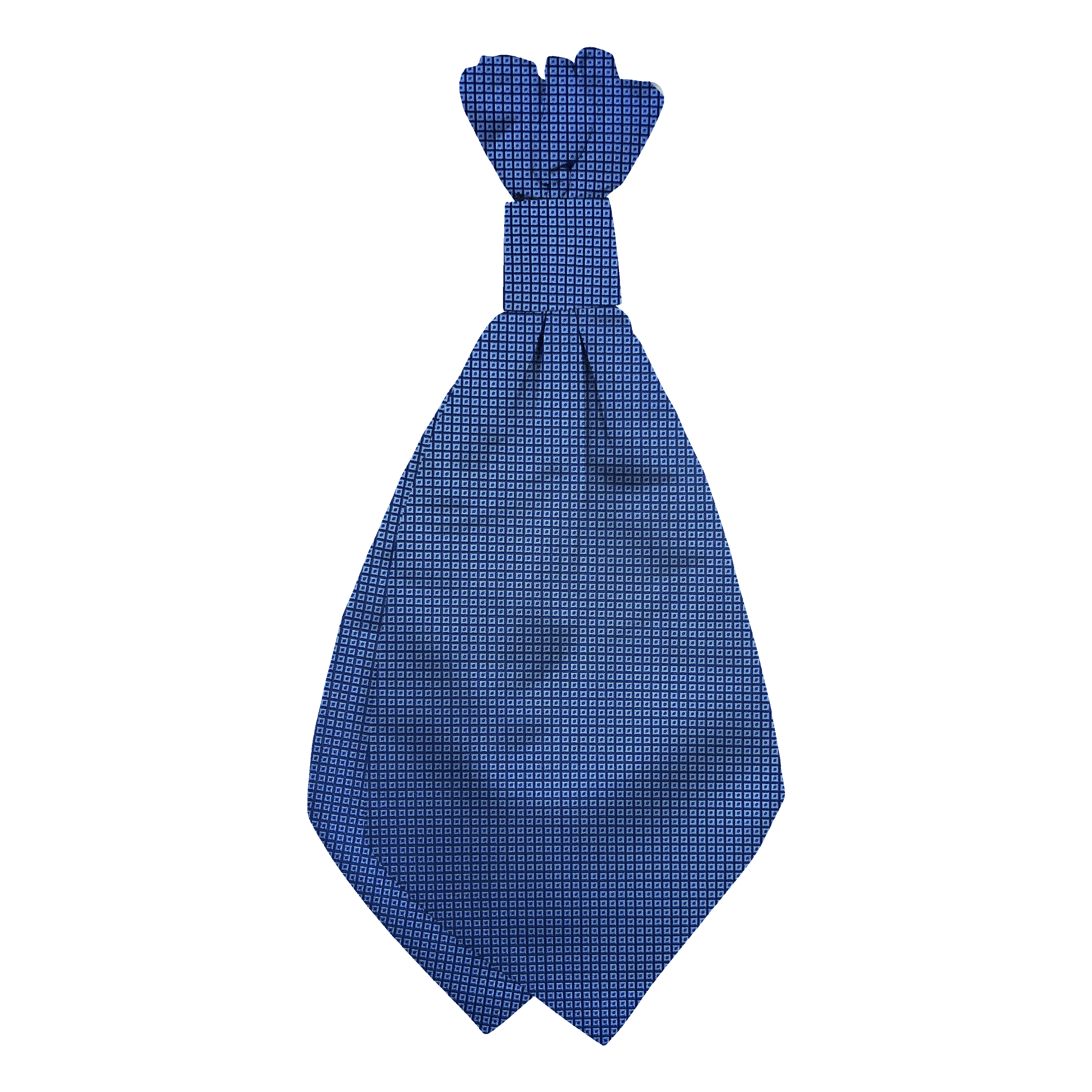 Plastronette mit geradem Knoten aus Seide, Stoff: kleine blaue Quadrate auf dunkelblau (7048)