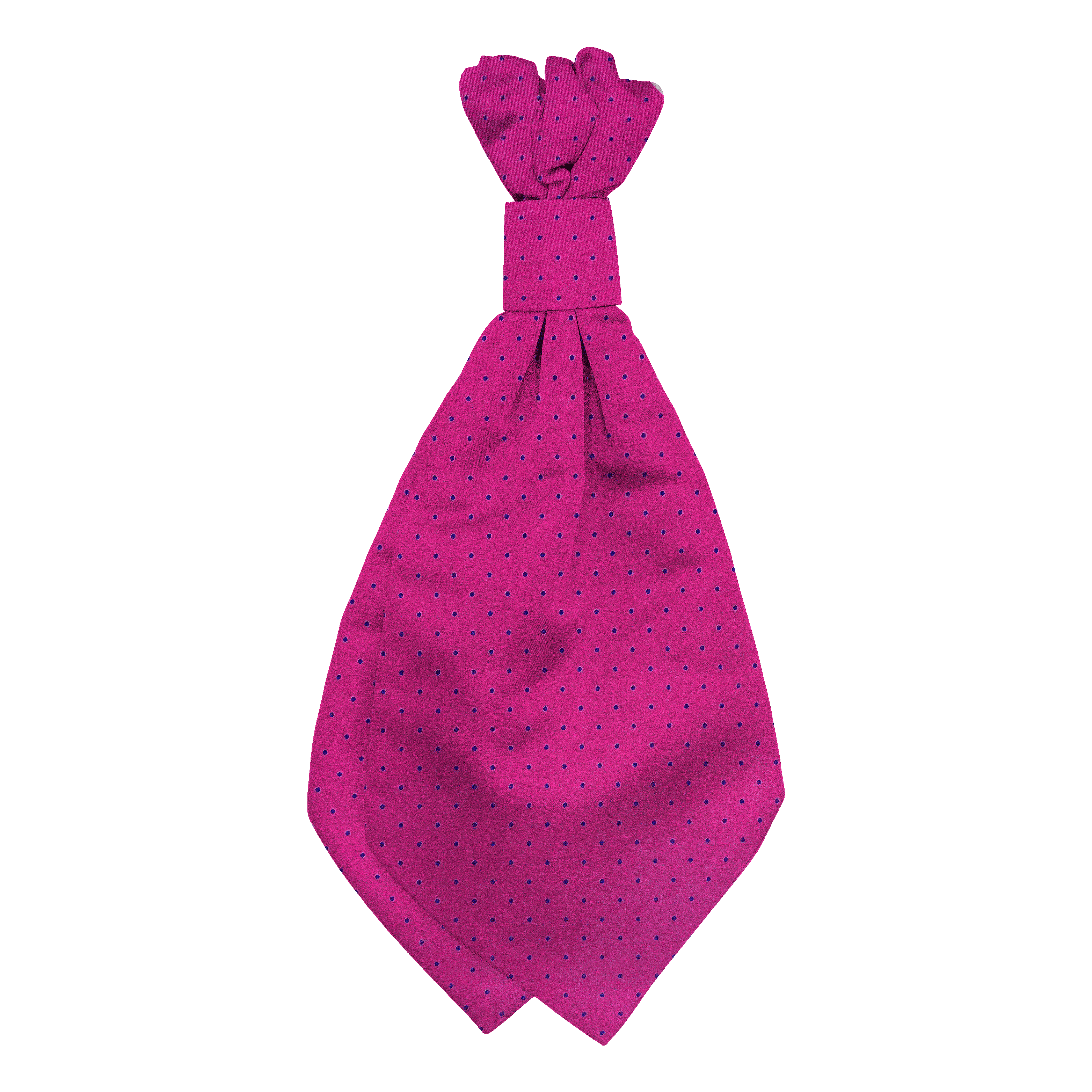Plastronette mit geradem Knoten aus Seide, Stoff: magenta mit blauen Punkten (6063)