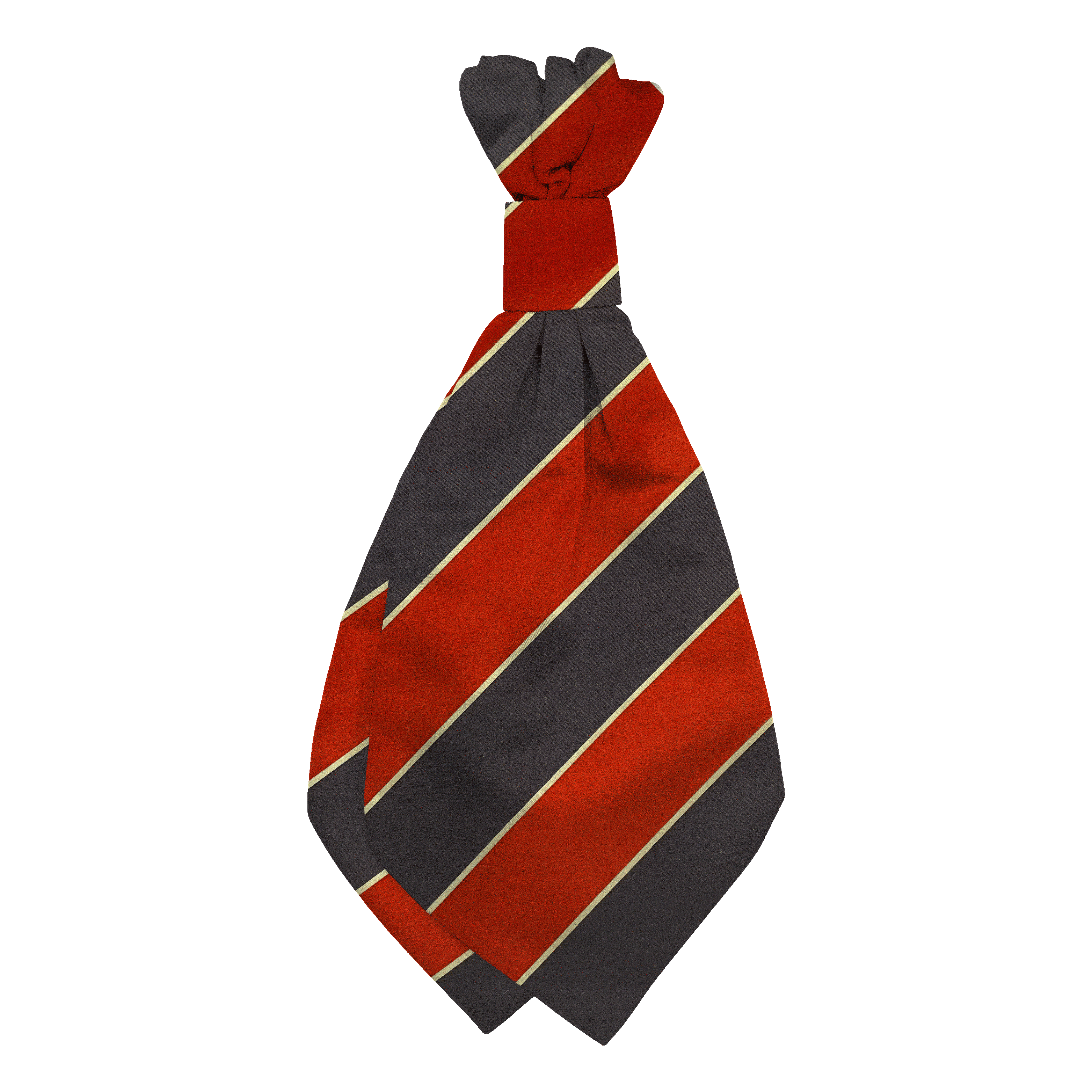 Plastronette mit geradem Knoten aus Seide, Stoff: rot und blau breit gestreift (7152)