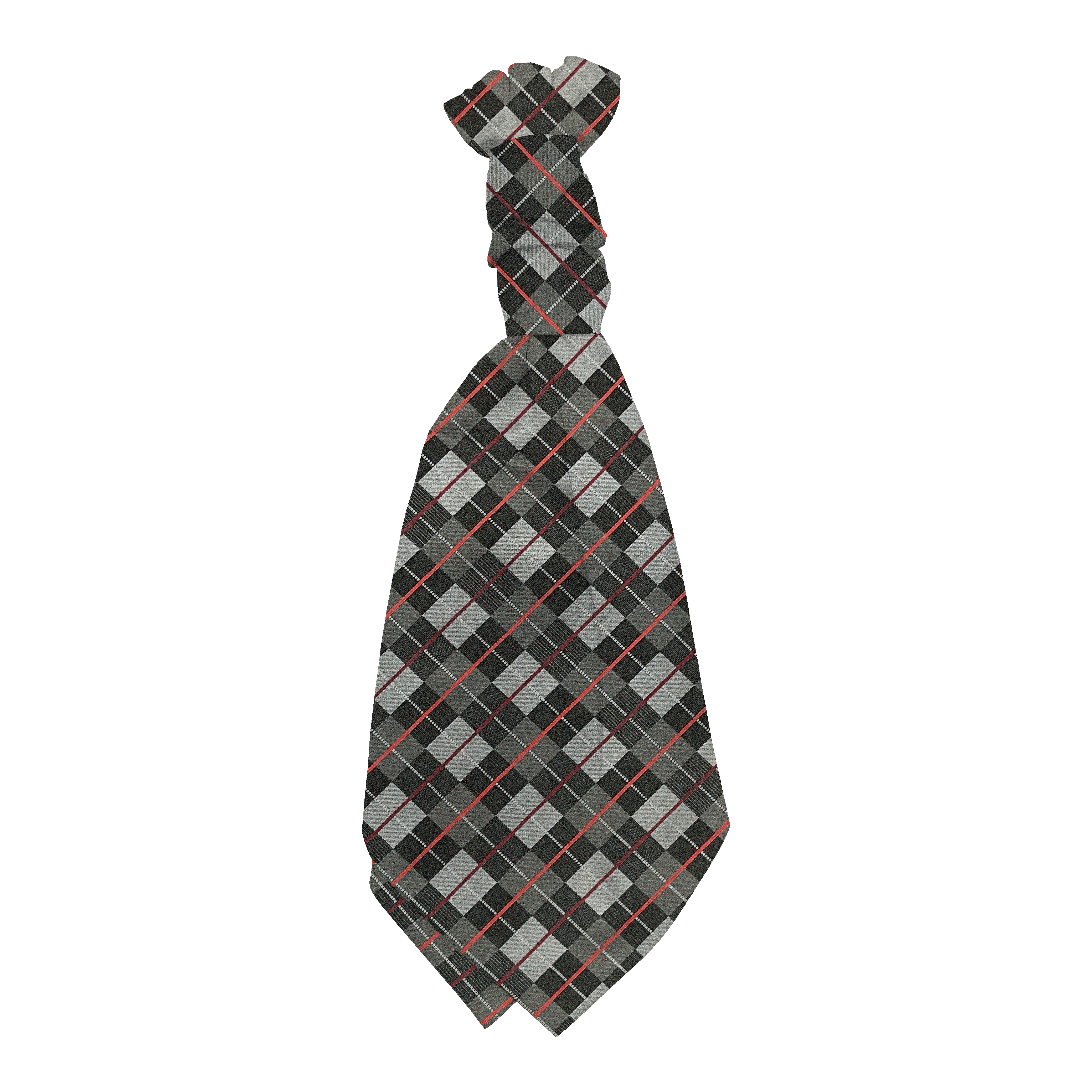 Plastronette mit gebauschtem Knoten aus Seide, Stoff: geometrisch gemustert in grau und schwarz (7290)