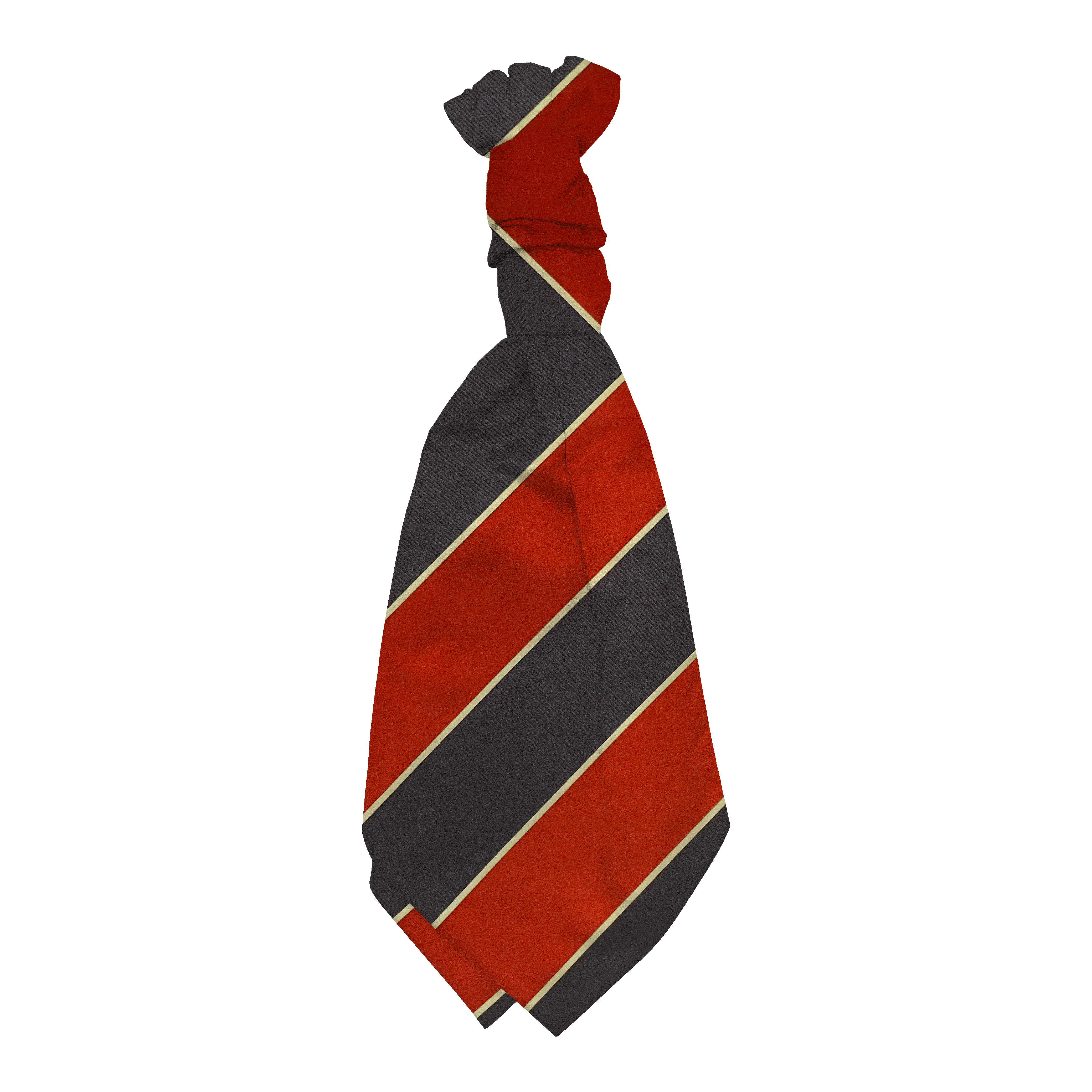 Plastronette mit gebauschtem Knoten aus Seide, Stoff: rot und blau breit gestreift (7152)
