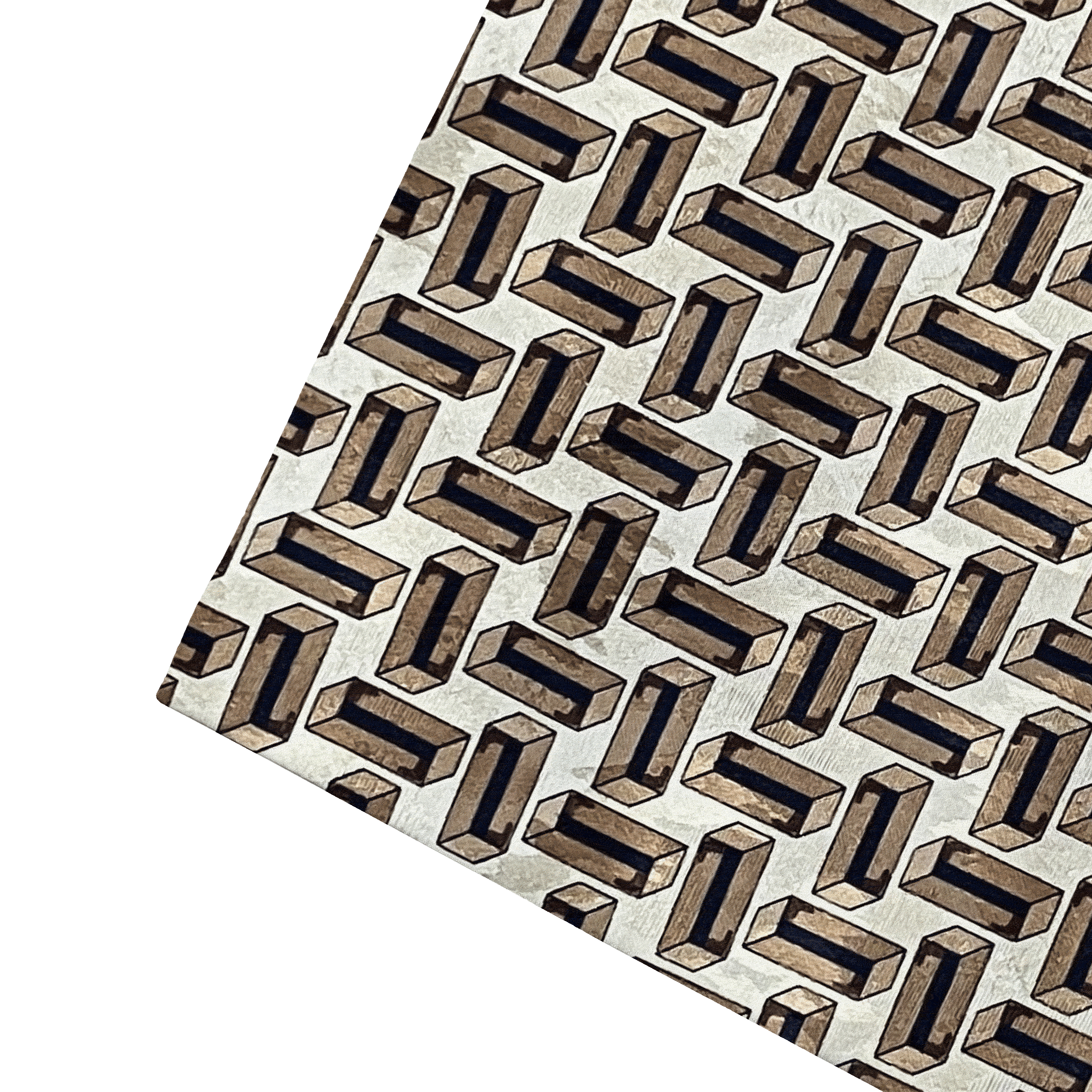 Ziertuch aus Seide, 30 x 30 cm, Stoff: kubisch gemustert in ocker und braun (6400)