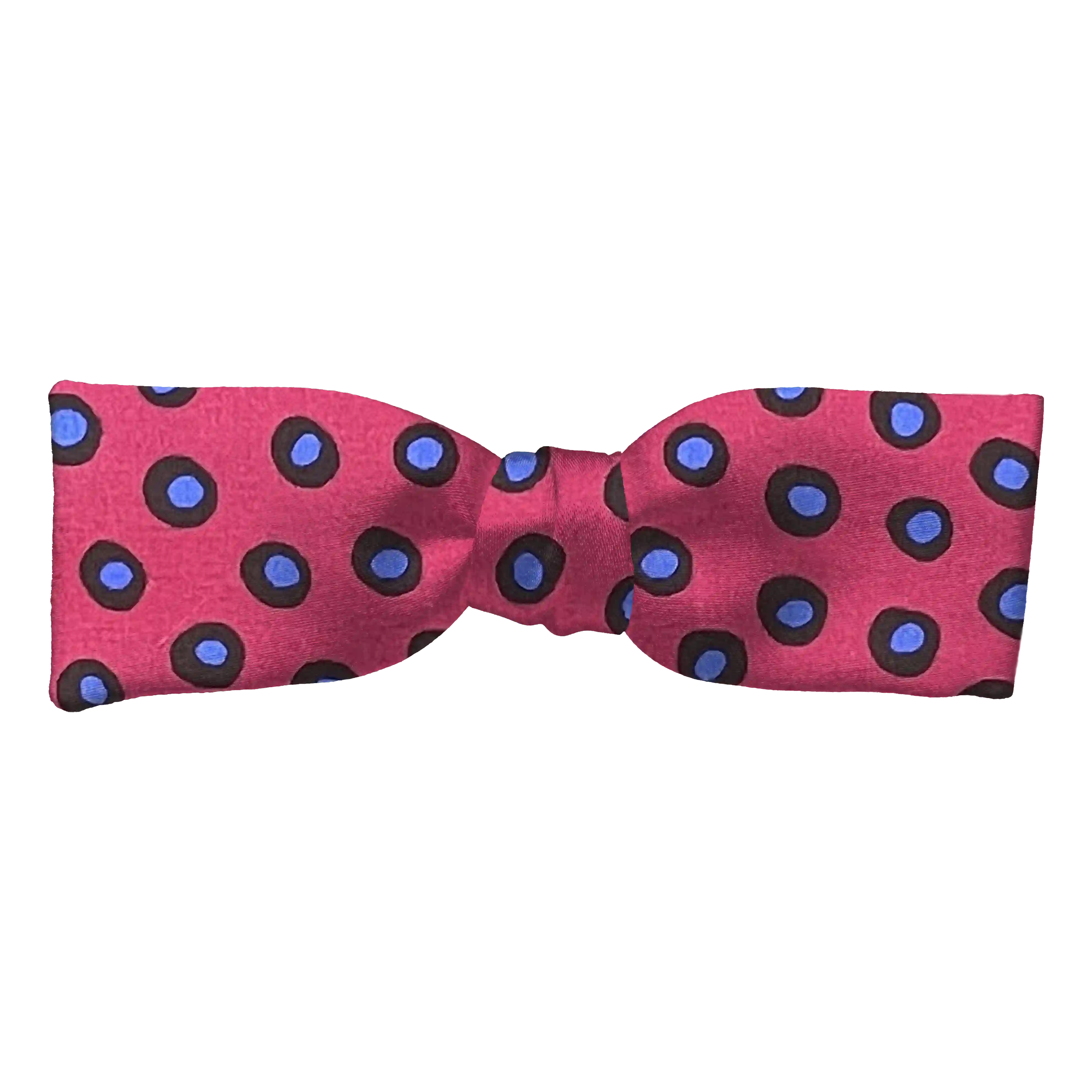 [BT-S-35-E-60-6112] Schleife aus Seide, Form: gerade, Höhe: 35 mm, Stoff: blau-schwarz gefleckt auf magenta (6112) (EASY: vorgebunden mit verstellbarer Größe)