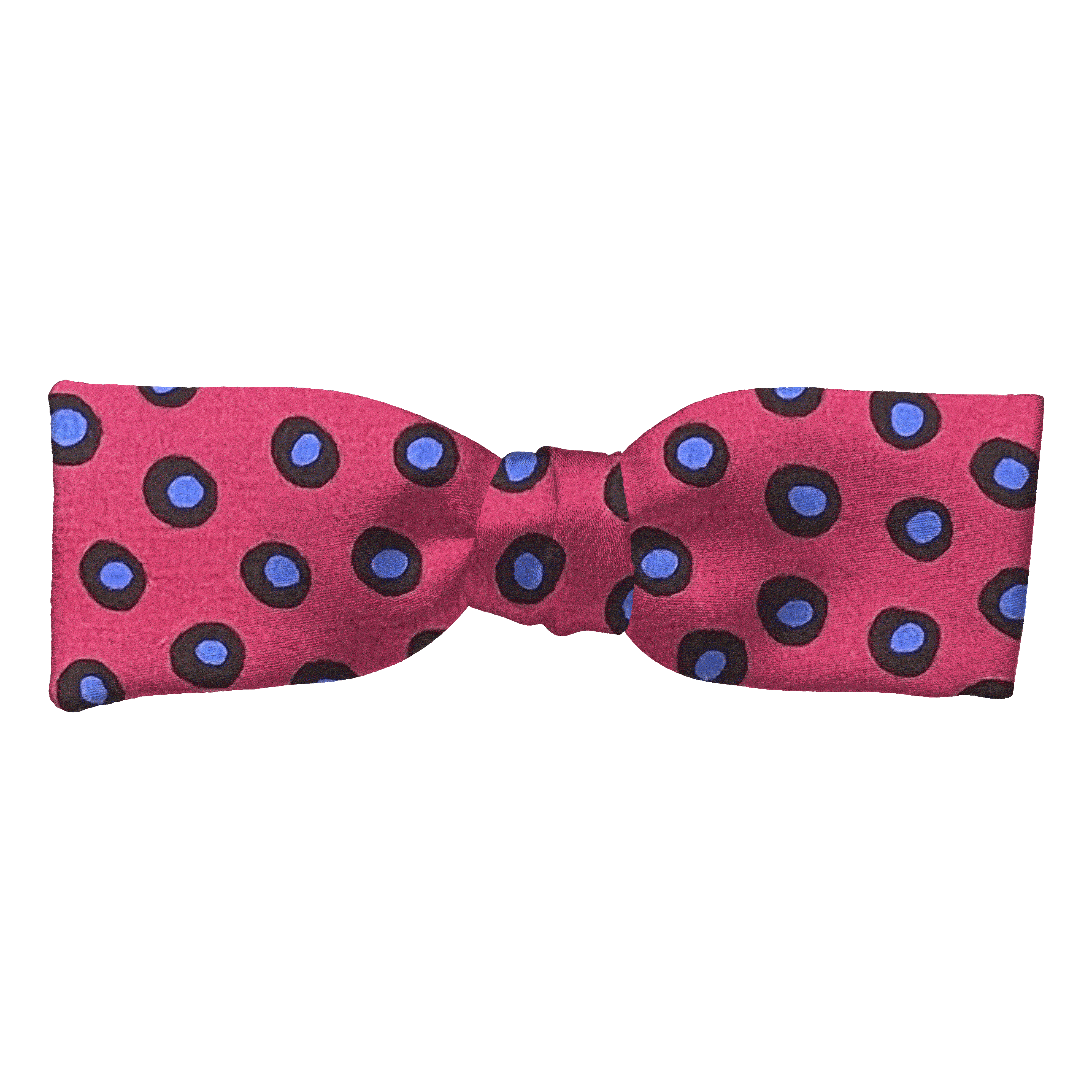 Schleife aus Seide, Form: gerade, Höhe: 35, Stoff: blau-schwarz gefleckt auf magenta (6112)