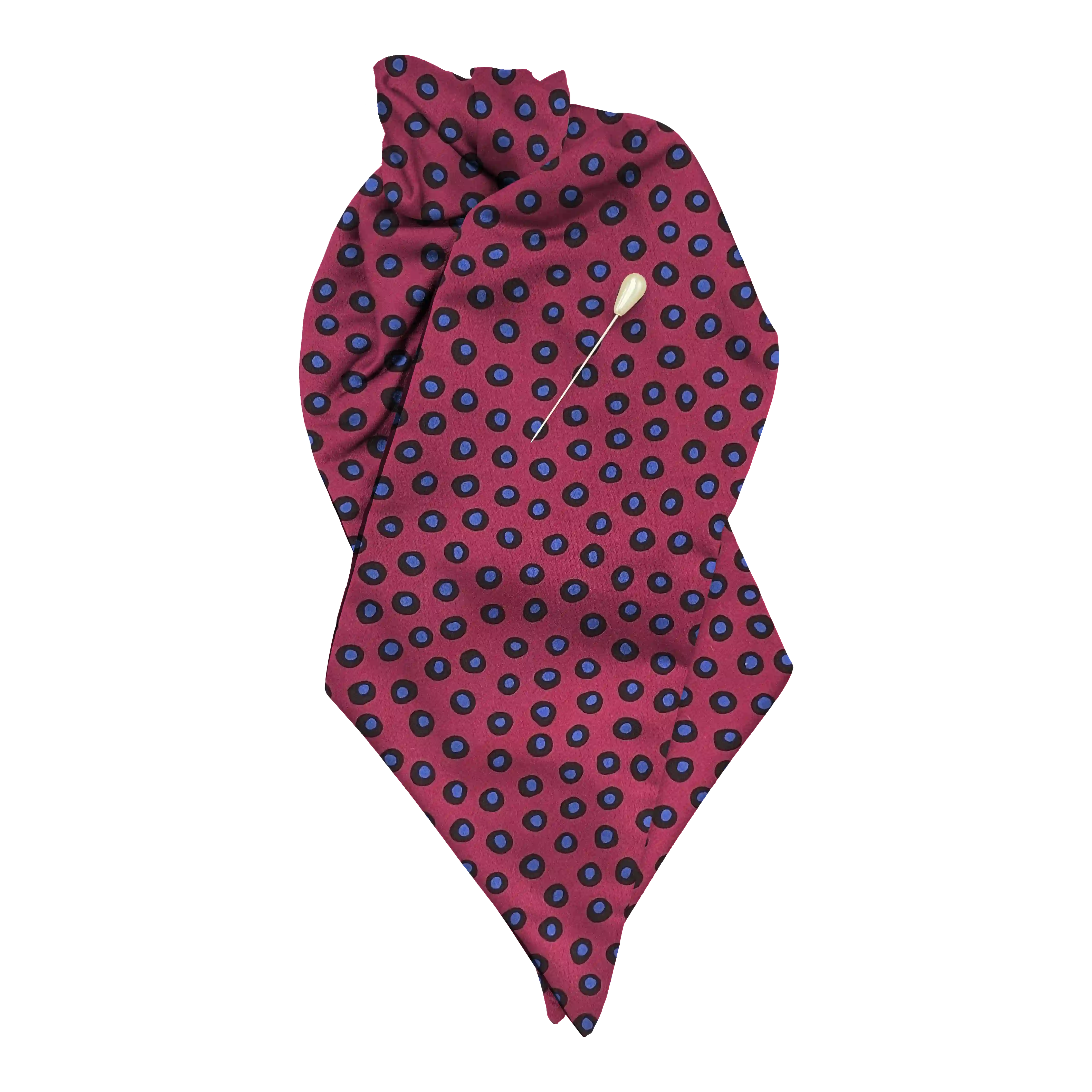 Plastron aus Seide, Stoff: blau-schwarz gefleckt auf magenta (6112)