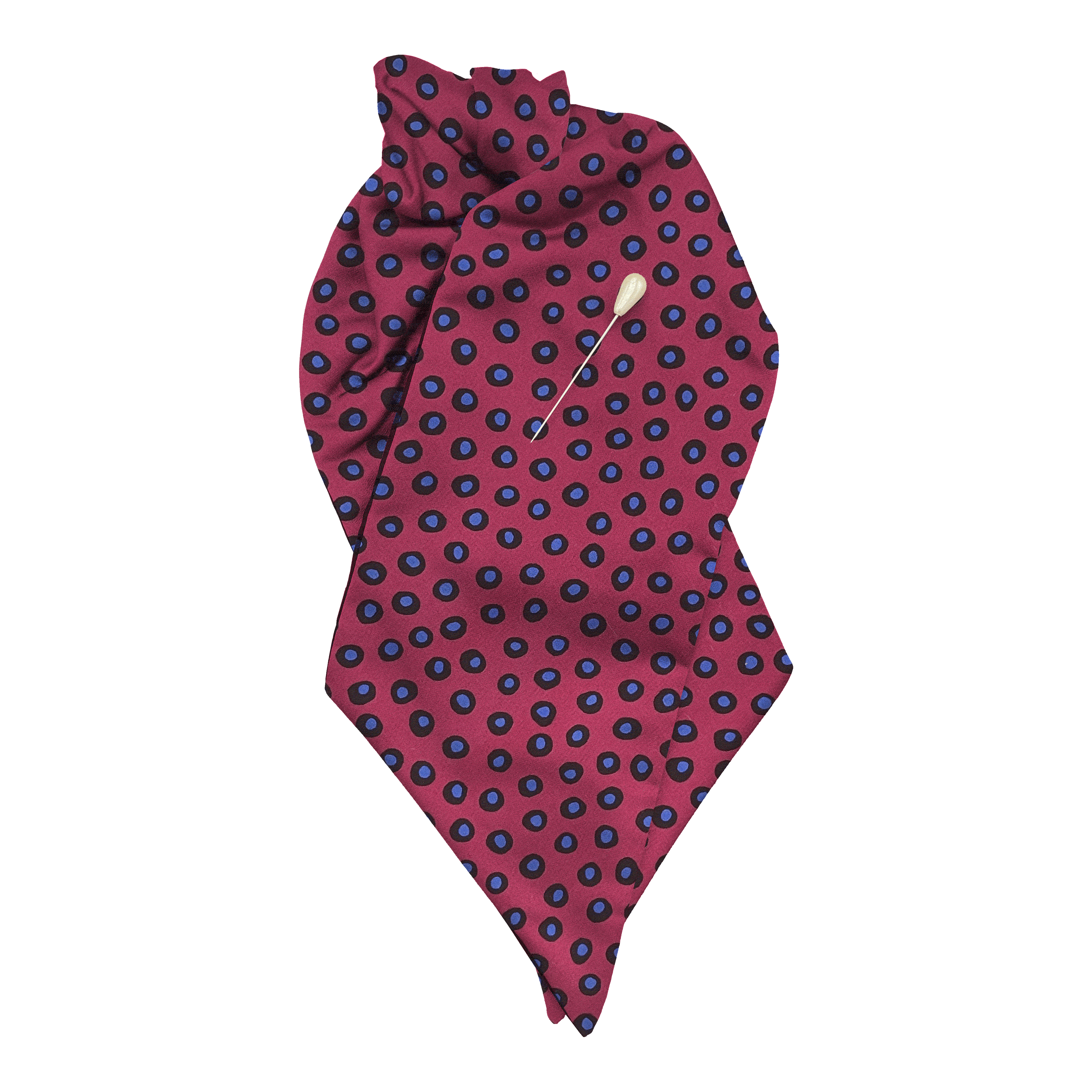 Plastron aus Seide, Stoff: blau-schwarz gefleckt auf magenta (6112)