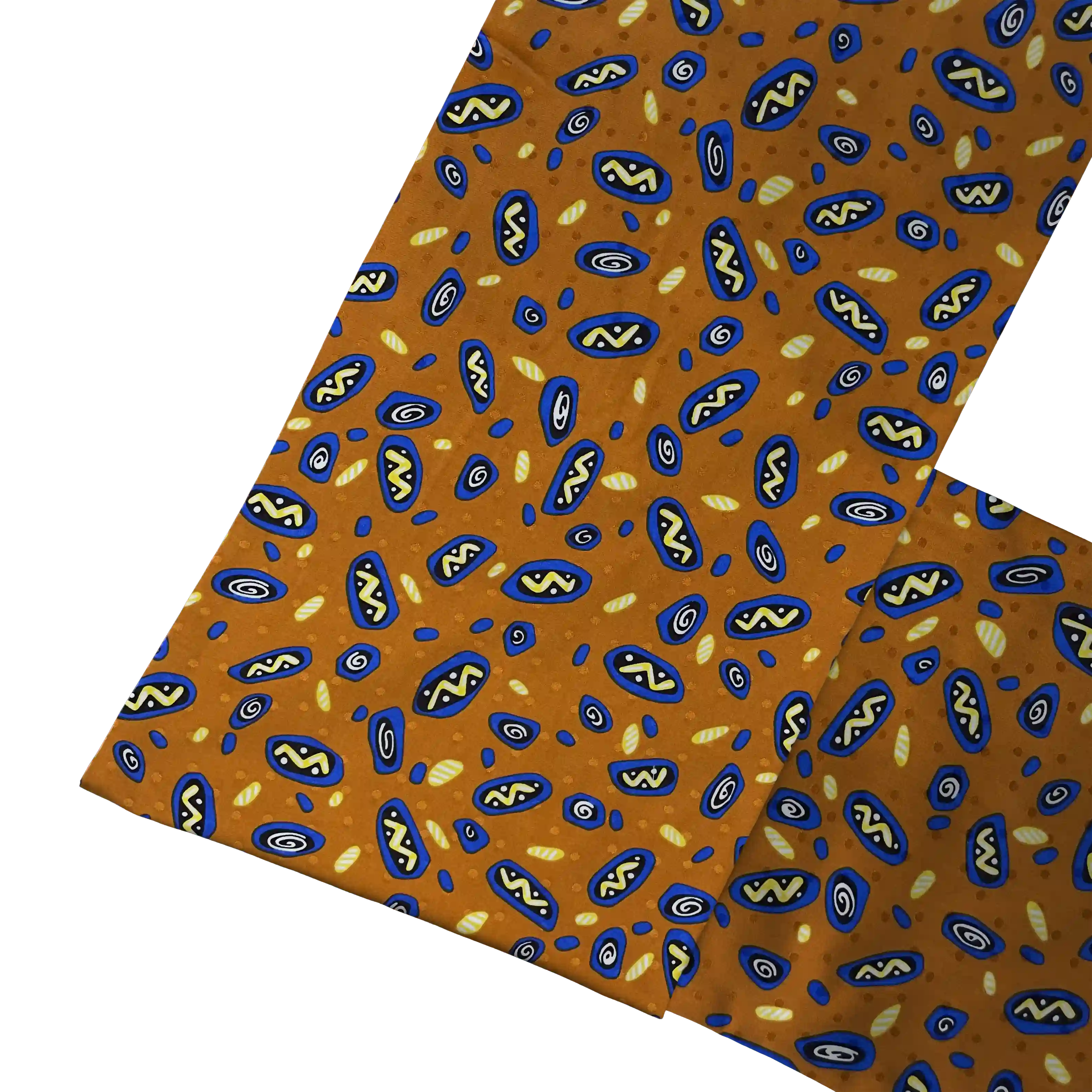 Fiorentina-Schal aus Seide, Stoff: Phantasiemuster in gelb, schwarz und blau auf ocker (6055)