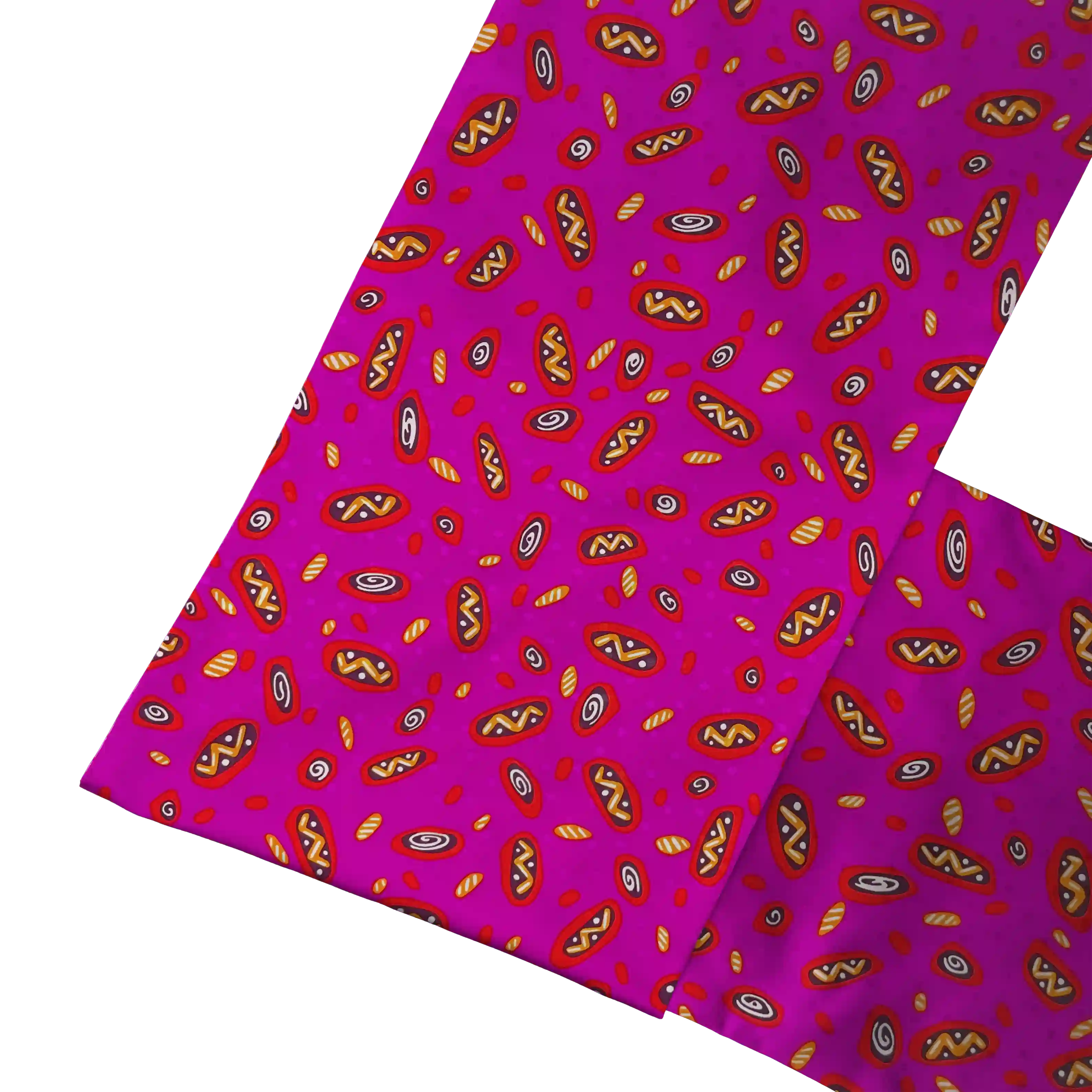 Fiorentina-Schal aus Seide, Stoff: Phantasiemuster in orange, schwarz und rot auf magenta (6495)