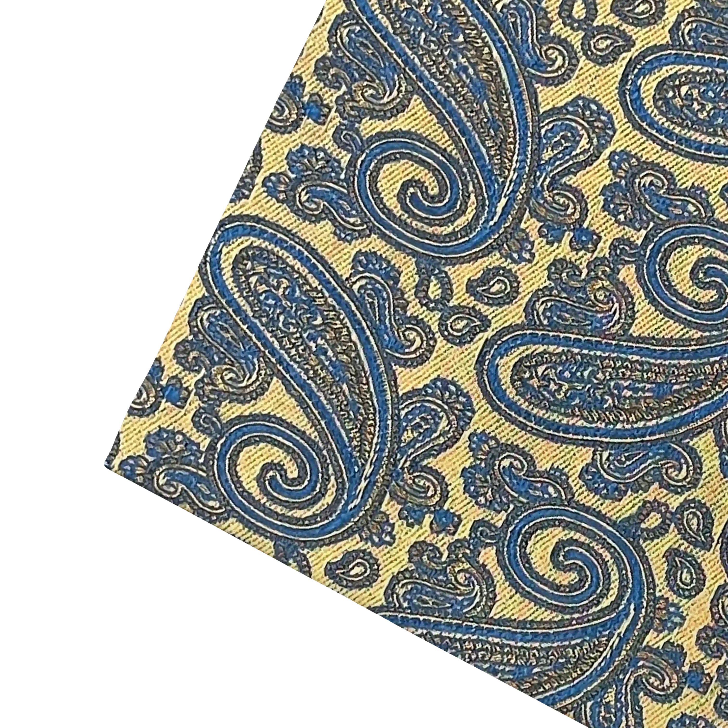 [PS-S300-70-7184b] Ziertuch aus Seide, 30 x 30 cm, Stoff: Paisley in türkis auf goldgelb (7184b)