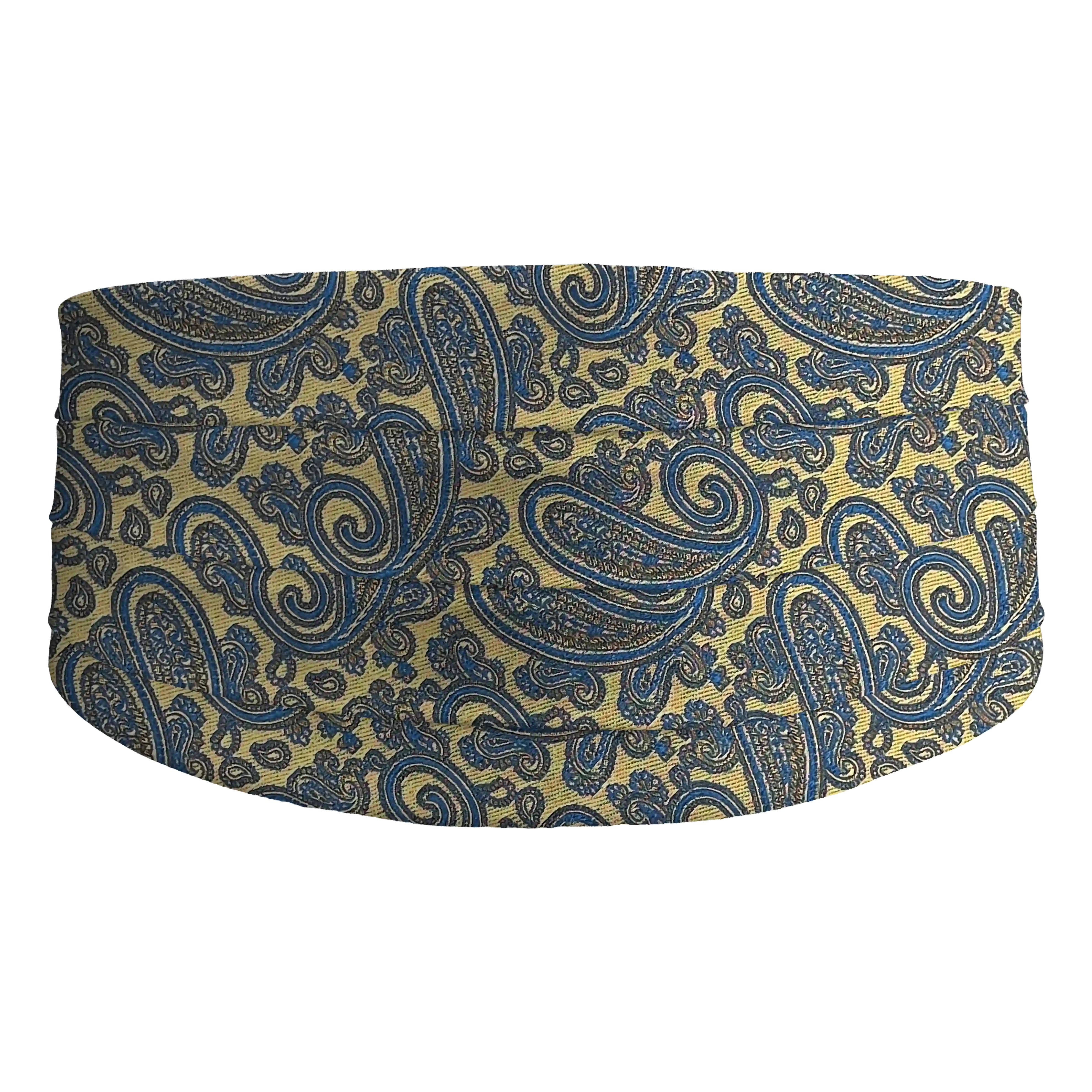 [CB-XS-70-7184b] Kummerbund aus Seide, Stoff: Paisley in türkis auf goldgelb (7184b) (XS)
