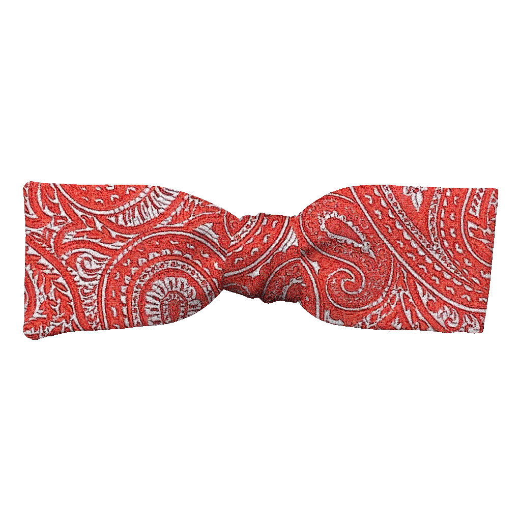 [BT-S-35-E-70-7244] Schleife aus Seide, Form: gerade, Höhe: 35, Stoff: hellblaues Paisley auf rot (7244) (EASY: vorgebunden mit verstellbarer Größe)