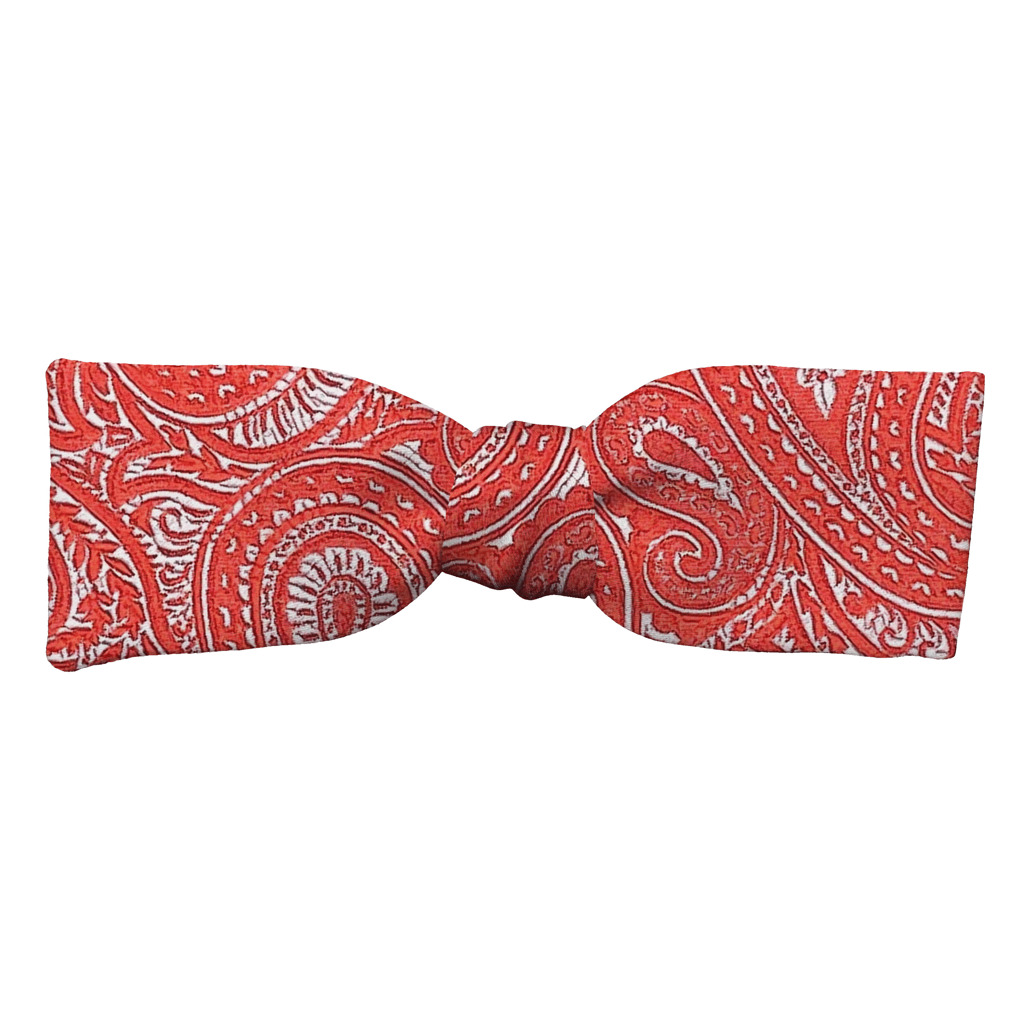 Schleife aus Seide, Form: gerade, Höhe: 35, Stoff: hellblaues Paisley auf rot (7244)