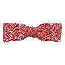 Schleife aus Seide, Form: gerade, Höhe: 35, Stoff: hellblaues Paisley auf rot (7244)