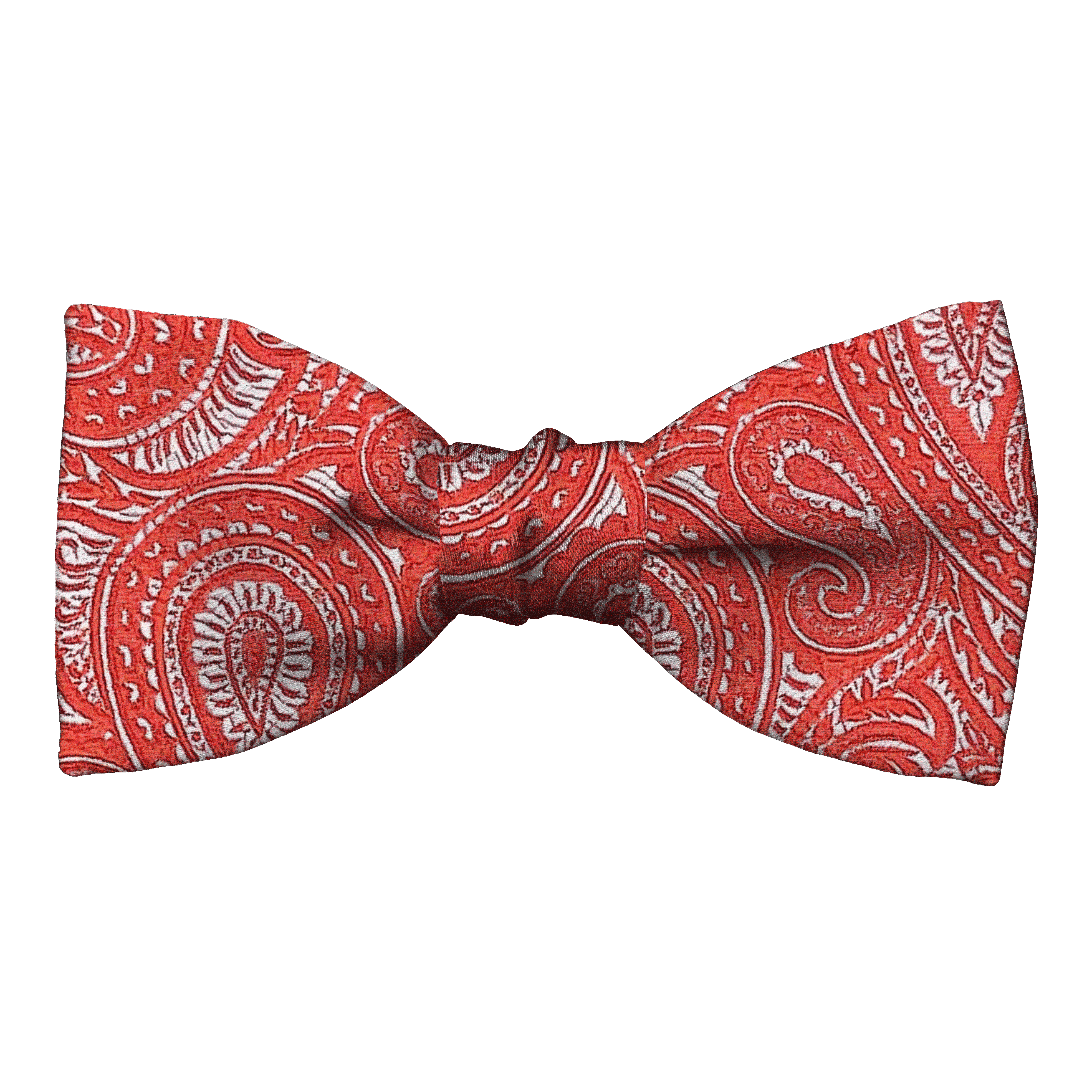 Schleife aus Seide, Form: gerade, Höhe: 50, Stoff: hellblaues Paisley auf rot (7244)