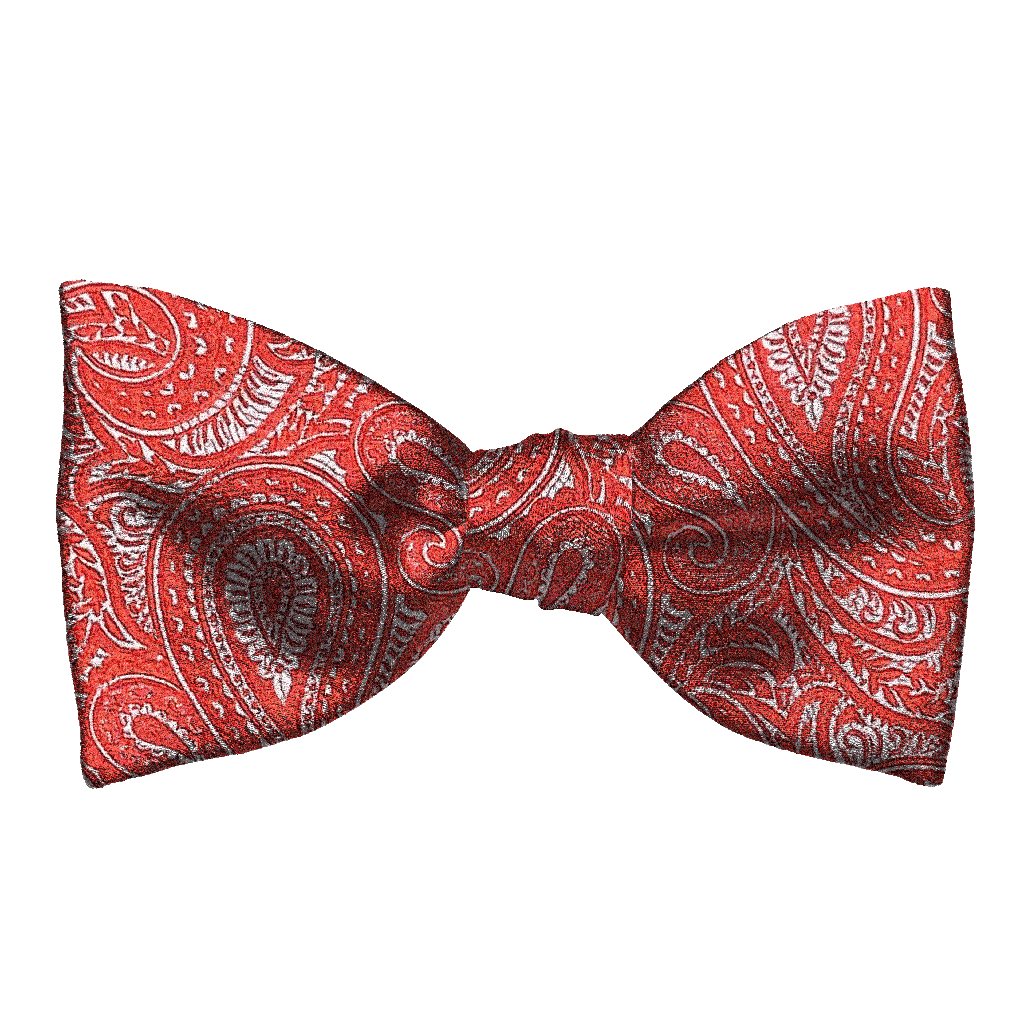 [BT-S-65-E-70-7244] Schleife aus Seide, Form: gerade, Höhe: 65, Stoff: hellblaues Paisley auf rot (7244) (EASY: vorgebunden mit verstellbarer Größe)