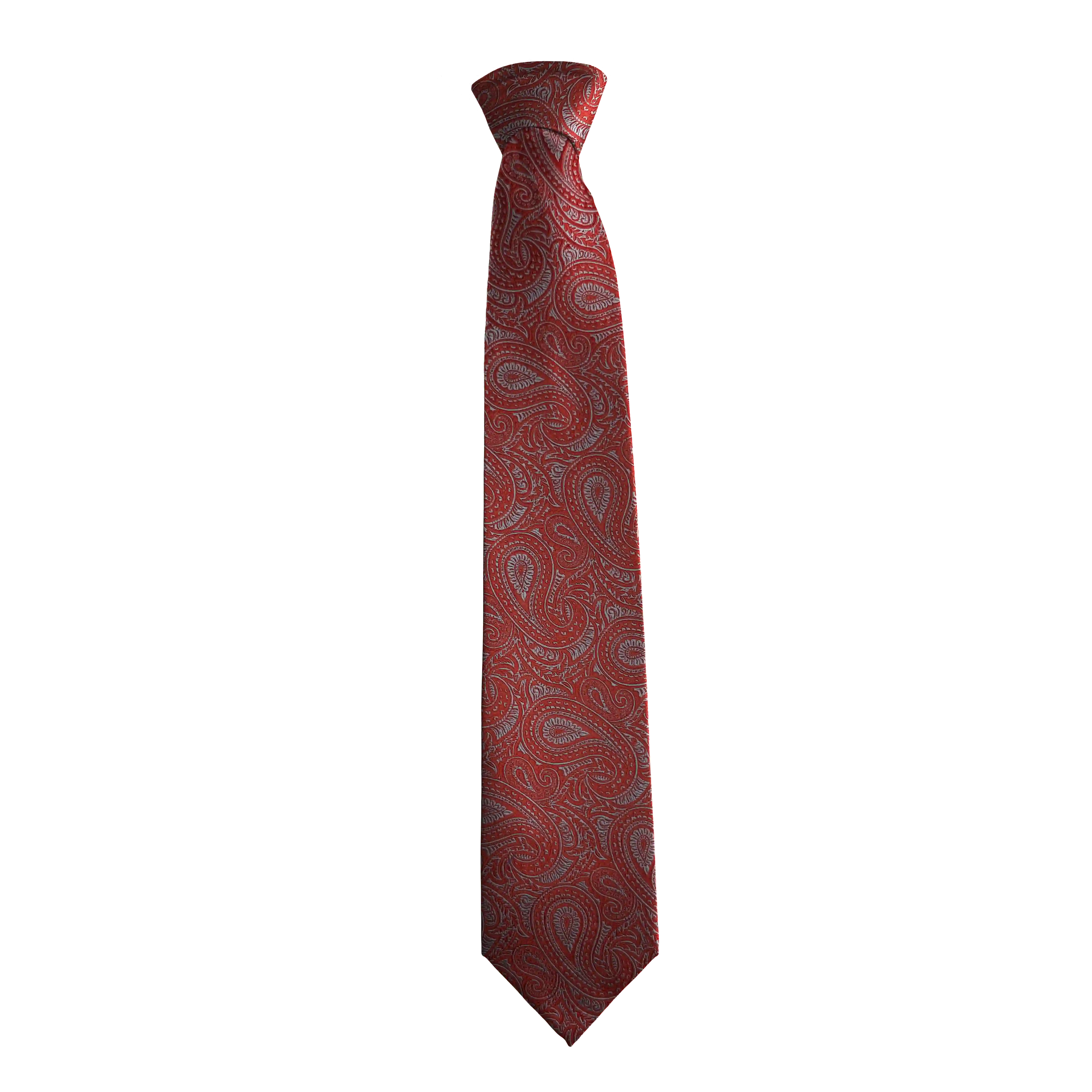 [T-85-M-70-7244] Krawatte aus Seide, Breite: 85 mm, Stoff: hellblaues Paisley auf rot (7244) (Standardlänge (150 cm))