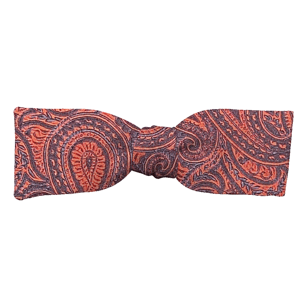 [BT-S-35-E-70-7246] Schleife aus Seide, Form: gerade, Höhe: 35, Stoff: dunkelblaues Paisley auf rot (7246) (EASY: vorgebunden mit verstellbarer Größe)