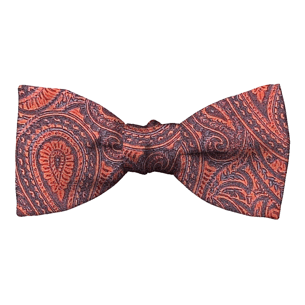[BT-S-50-E-70-7246] Schleife aus Seide, Form: gerade, Höhe: 50, Stoff: dunkelblaues Paisley auf rot (7246) (EASY: vorgebunden mit verstellbarer Größe)