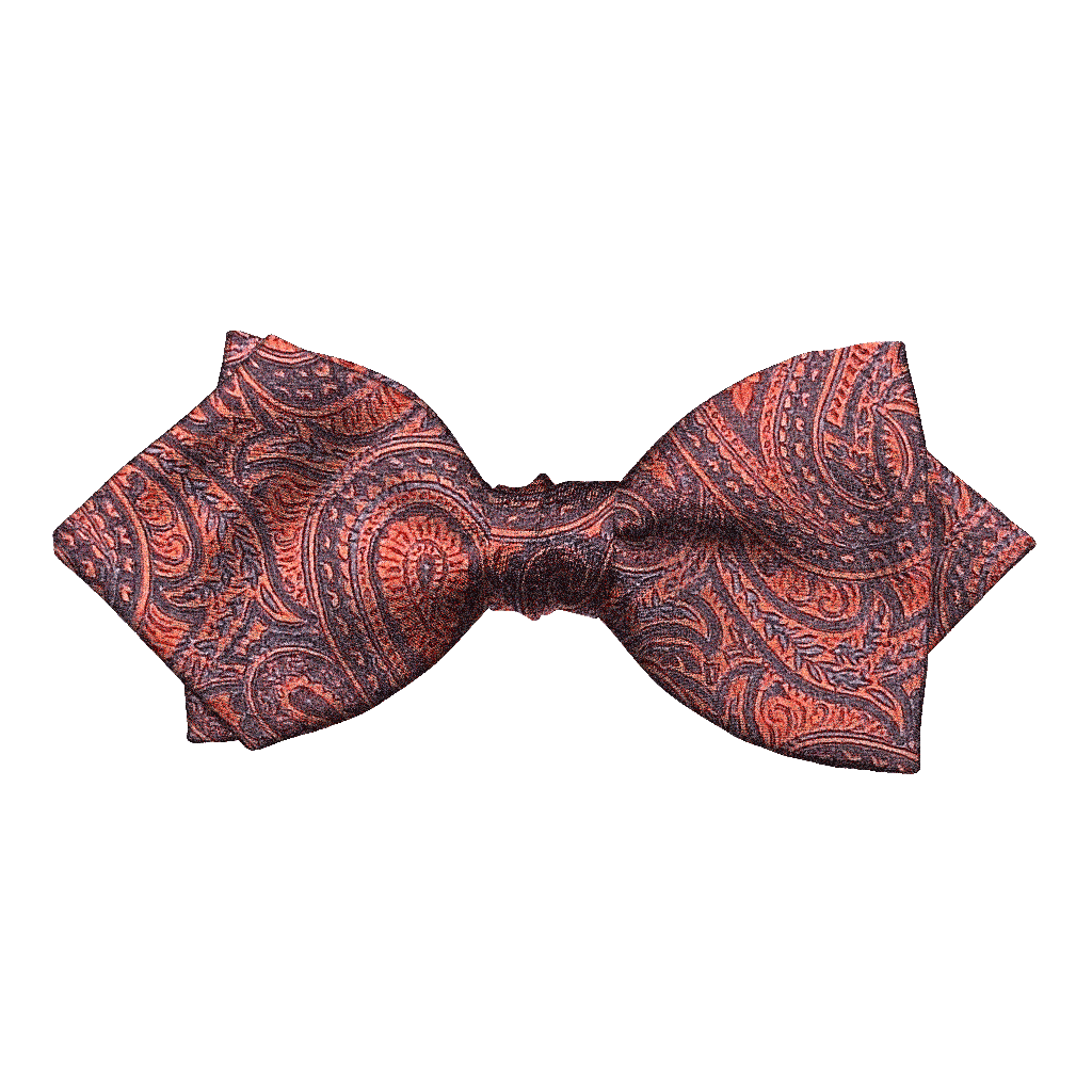 [BT-P-60-E-70-7246] Schleife aus Seide, Form: spitz, Höhe: 60, Stoff: dunkelblaues Paisley auf rot (7246) (EASY: vorgebunden mit verstellbarer Größe)