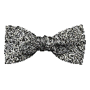 Schleife aus Seide, Form: gerade, Höhe: 50, Stoff: graues Paisley auf schwarz (7247)