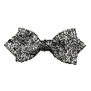 Schleife aus Seide, Form: spitz, Höhe: 60, Stoff: graues Paisley auf schwarz (7247)