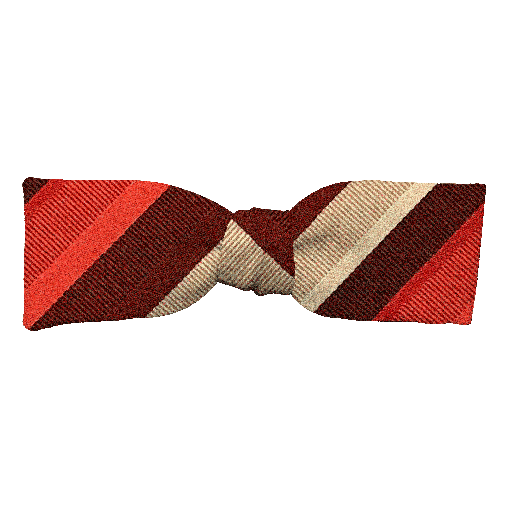 [BT-S-35-E-70-7997] Schleife aus Seide, Form: gerade, Höhe: 35, Stoff: gestreift in Rotstufen und beige (7997) (EASY: vorgebunden mit verstellbarer Größe)