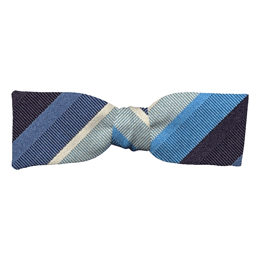 [BT-S-35-E-70-7998] Schleife aus Seide, Form: gerade, Höhe: 35, Stoff: gestreift in Blaustufen (7998) (EASY: vorgebunden mit verstellbarer Größe)