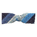Schleife aus Seide, Form: gerade, Höhe: 35, Stoff: gestreift in Blaustufen (7998)