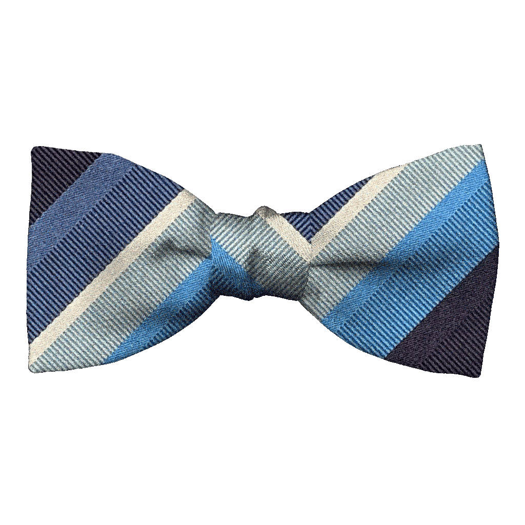 [BT-S-50-E-70-7998] Schleife aus Seide, Form: gerade, Höhe: 50, Stoff: gestreift in Blaustufen (7998) (EASY: vorgebunden mit verstellbarer Größe)
