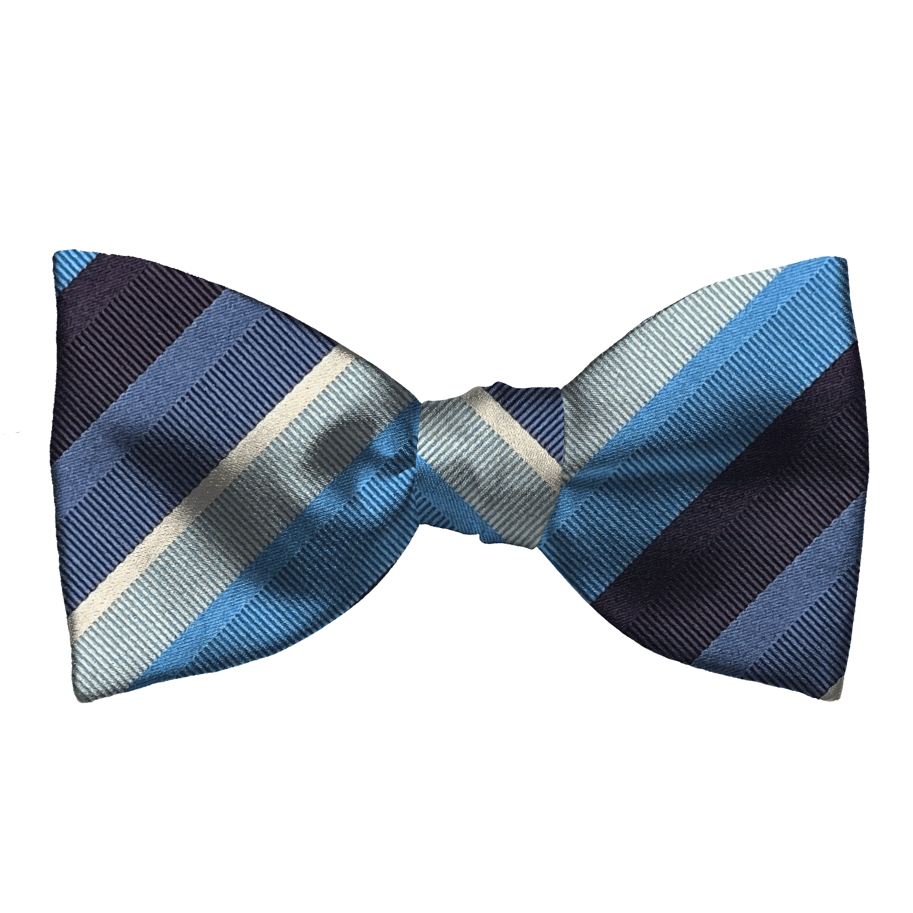 Schleife aus Seide, Form: gerade, Höhe: 65, Stoff: gestreift in Blaustufen (7998)