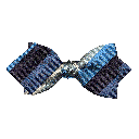 Schleife aus Seide, Form: spitz, Höhe: 60, Stoff: gestreift in Blaustufen (7998)