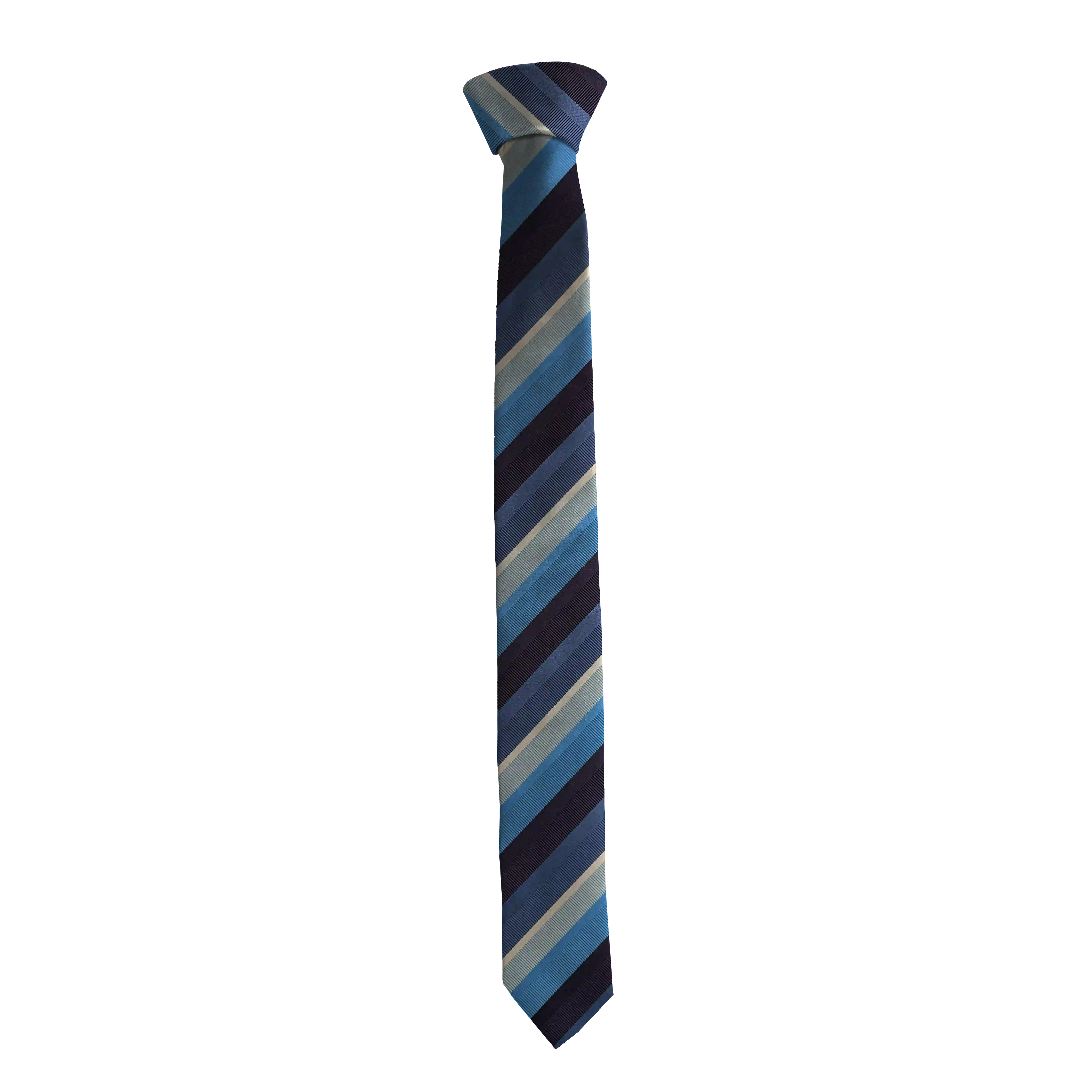 [T-55-M-70-7998] Krawatte aus Seide, Breite: 55 mm, Stoff: gestreift in Blaustufen (7998) (Standardlänge (150 cm))