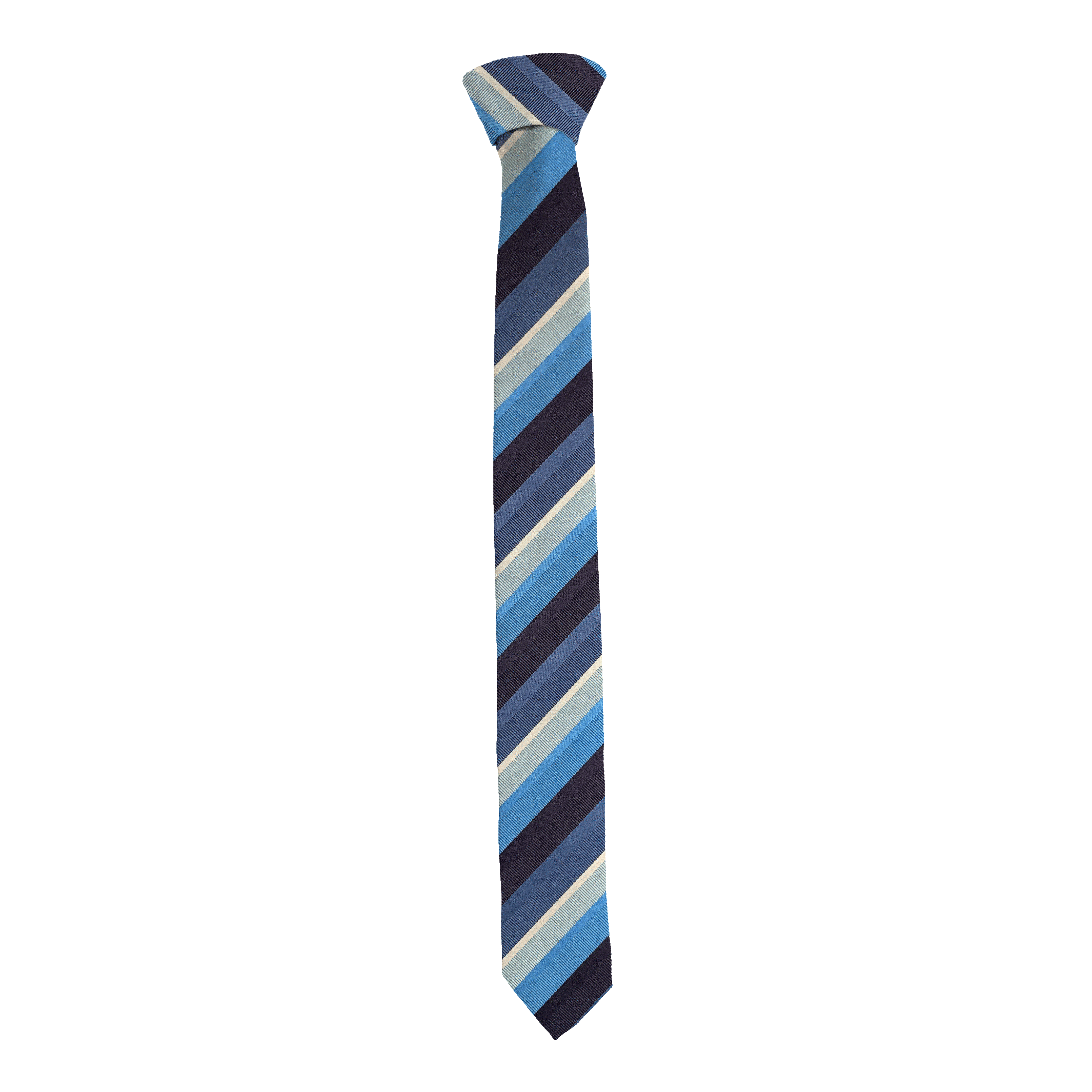 Krawatte aus Seide, Breite: 55, Stoff: gestreift in Blaustufen (7998)