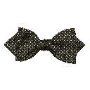 Schleife aus Seide, Form: spitz, Höhe: 60, Stoff: silber gepunktet auf schwarz (7935)