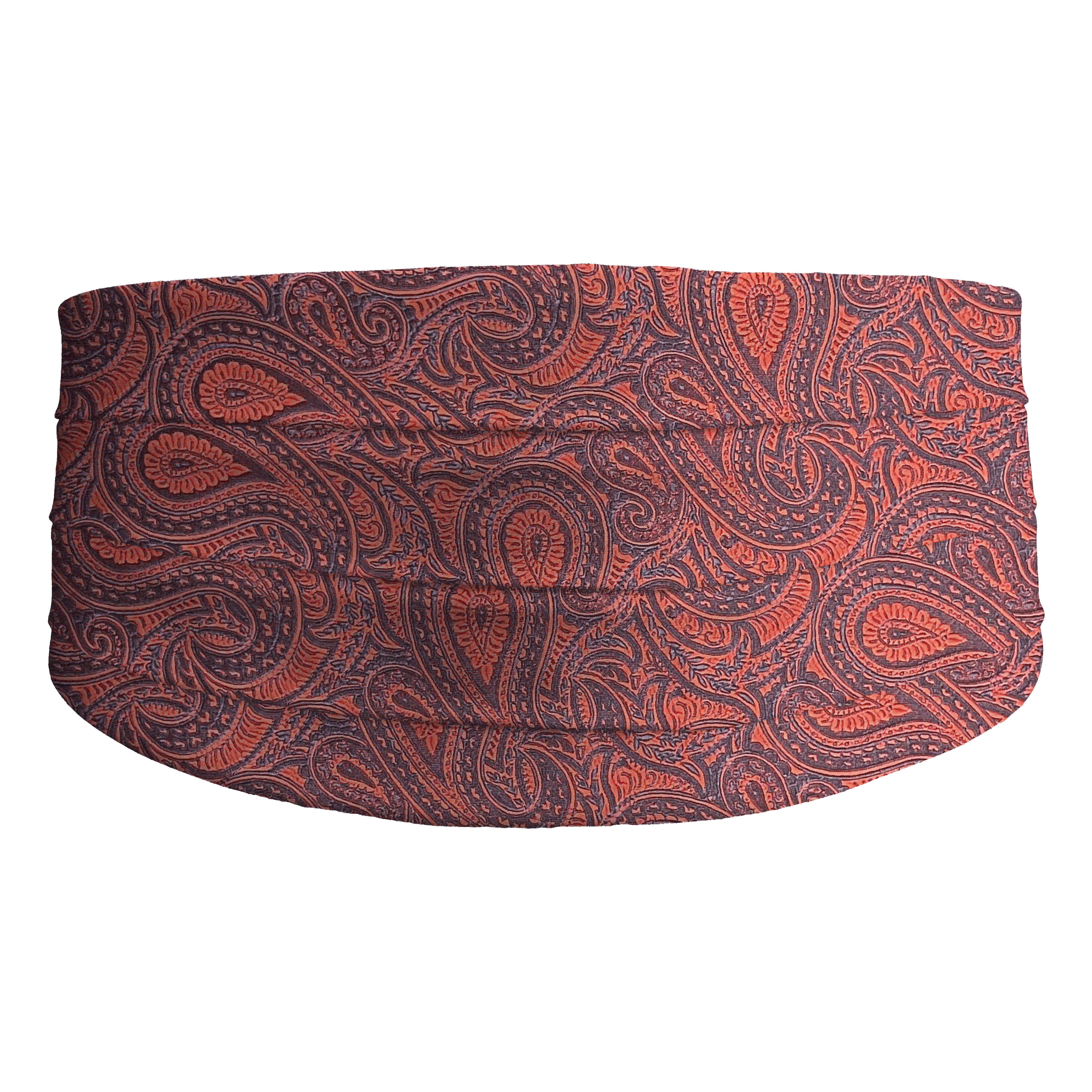Kummerbund aus Seide, Stoff: dunkelblaues Paisley auf rot (7246)