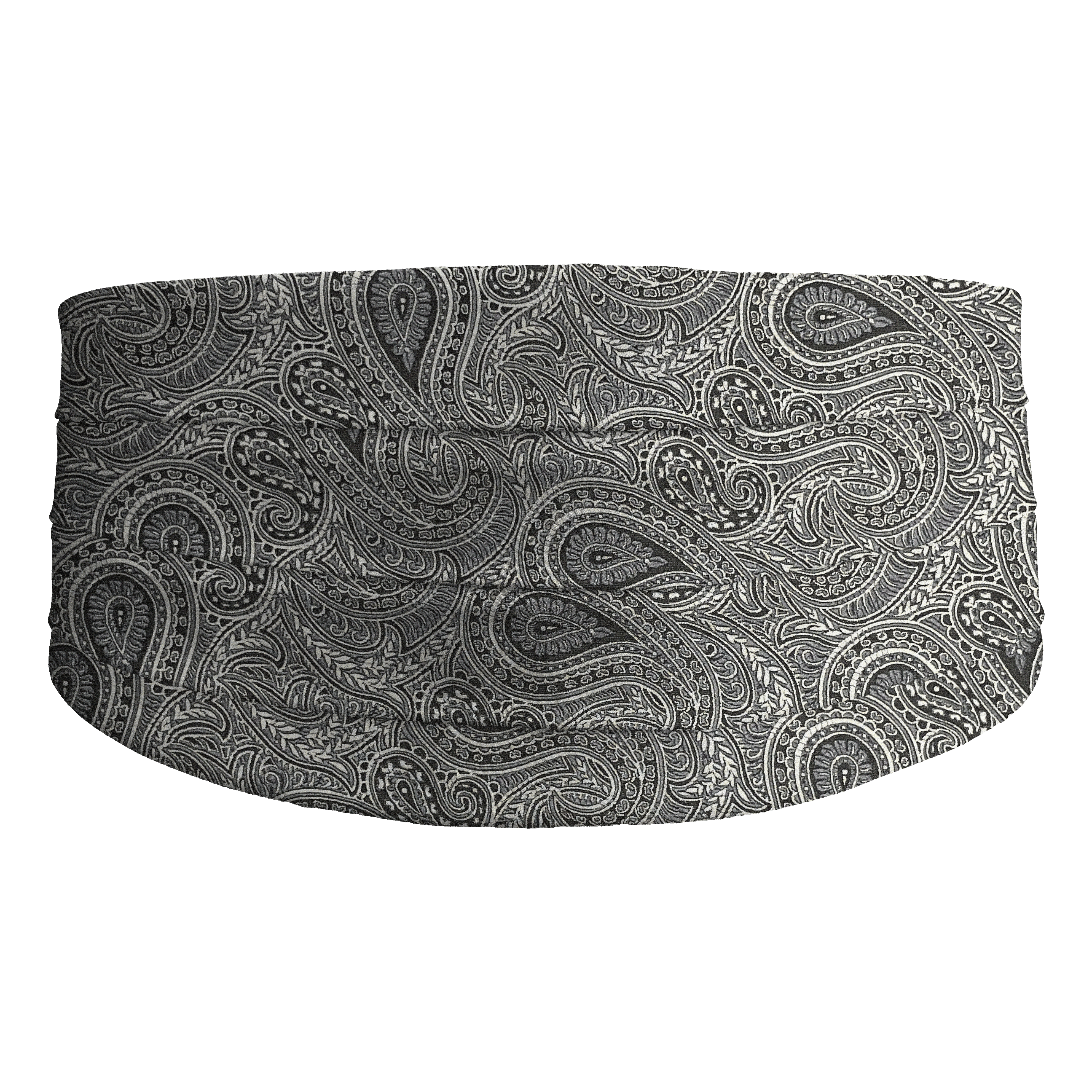 [CB-S-70-7247] Kummerbund aus Seide, Stoff: graues Paisley auf schwarz (7247) (48)