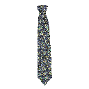 Krawatte aus Seide, Breite: 85, Stoff: kleines Paisley in blau, grün und gelb auf dunkelblau (6499)
