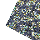 Ziertuch aus Seide, 30 x 30 cm, Stoff: kleines Paisley in blau, grün und gelb auf dunkelblau (6499)