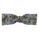 Schleife aus Seide, Form: gerade, Höhe: 35, Stoff: kleines Paisley in blau und gelb auf hellblau (6500)