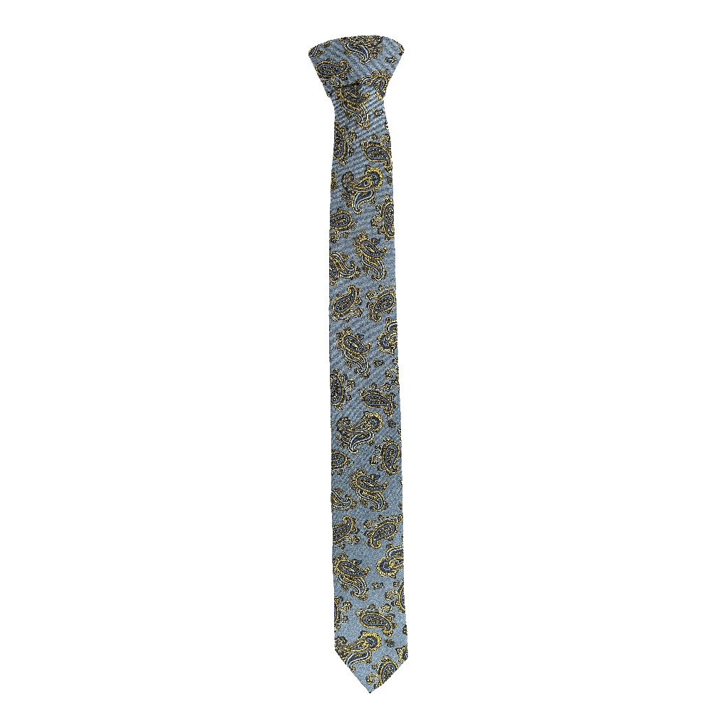 [T-55-M-60-6500] Krawatte aus Seide, Breite: 55, Stoff: kleines Paisley in blau und gelb auf hellblau (6500) (Standardlänge (150))