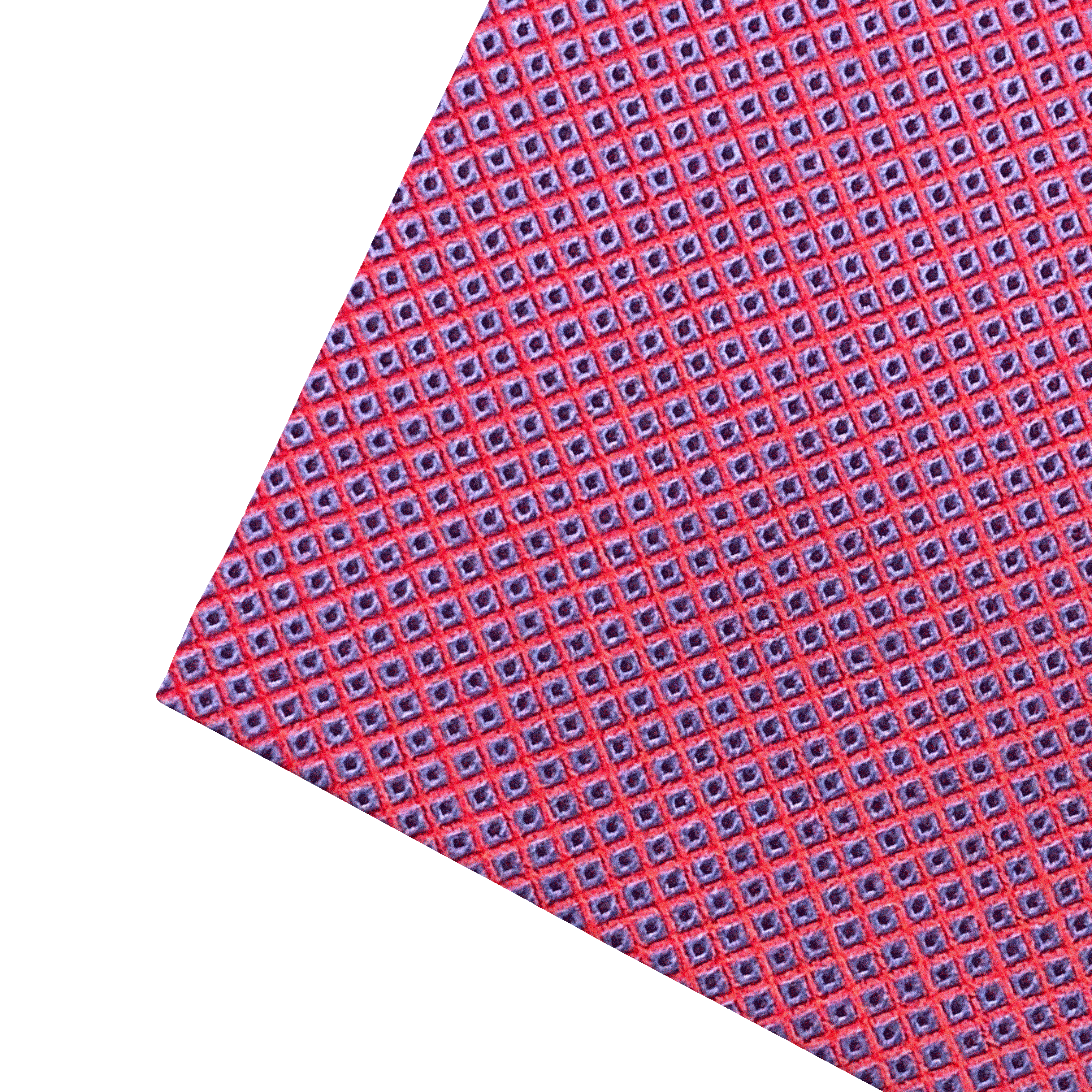 [PS-S300-70-7047] Ziertuch aus Seide, 30 x 30 cm, Stoff: kleine blaue Quadrate auf rot (7047)